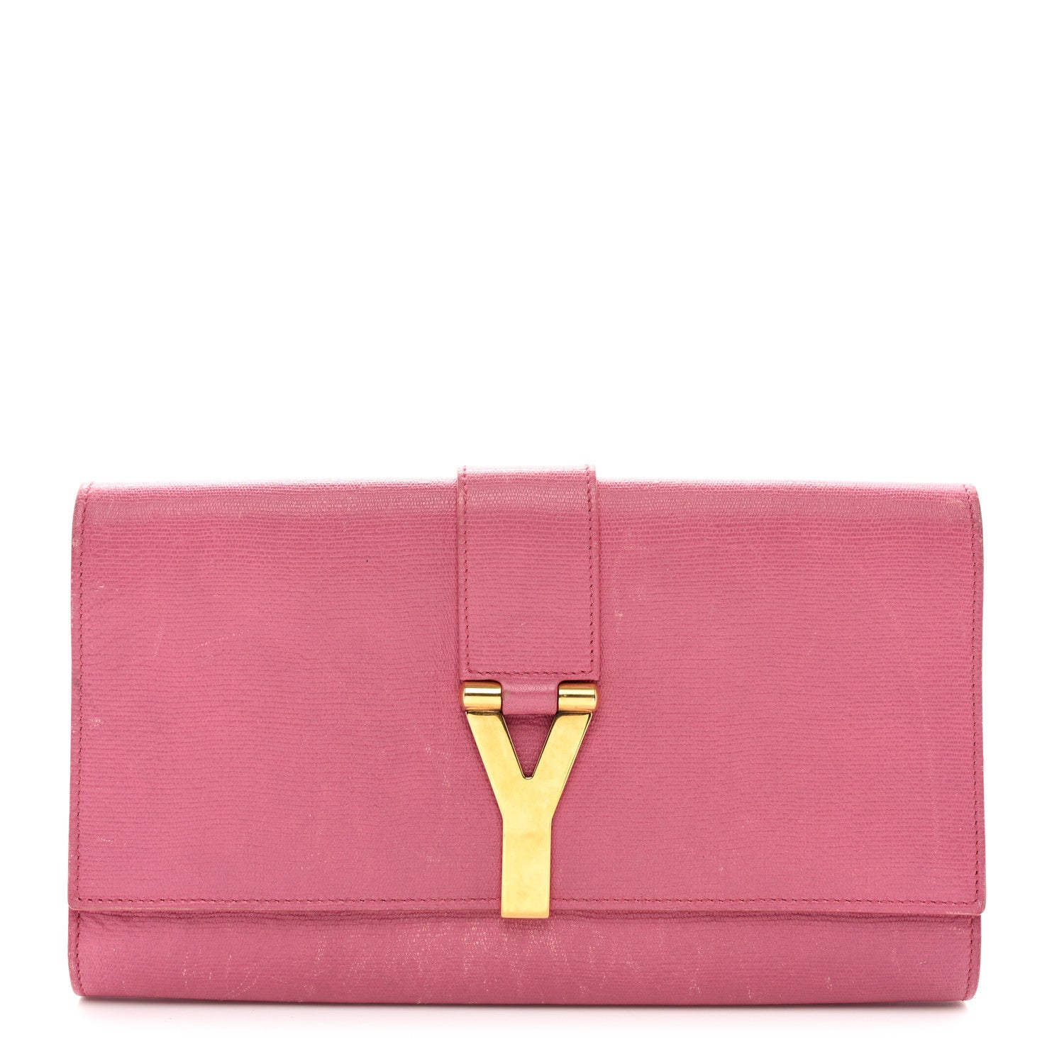 Saint Laurent Textured Calfskin Y Ligne Clutch Fuchsia 1 of 12