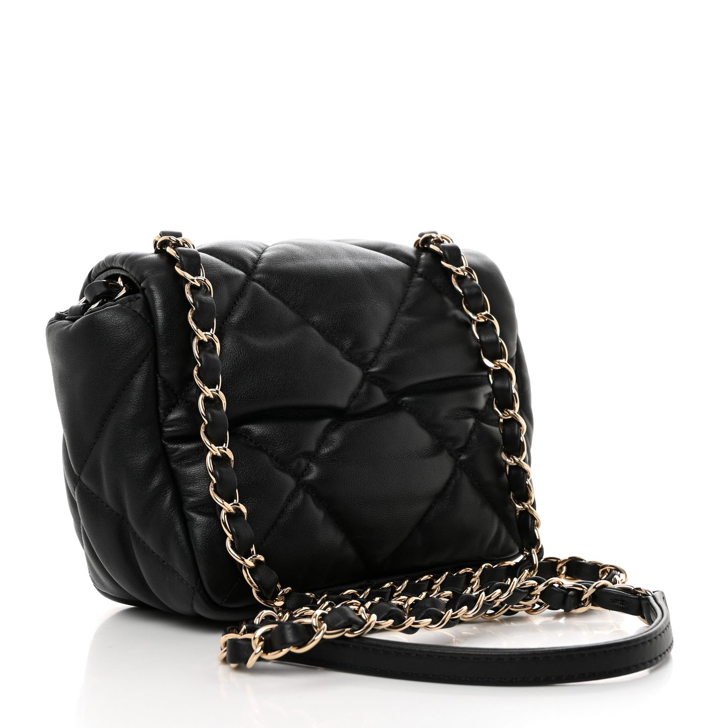 Calfskin Quilted Mini Square Bubbly Flap Black