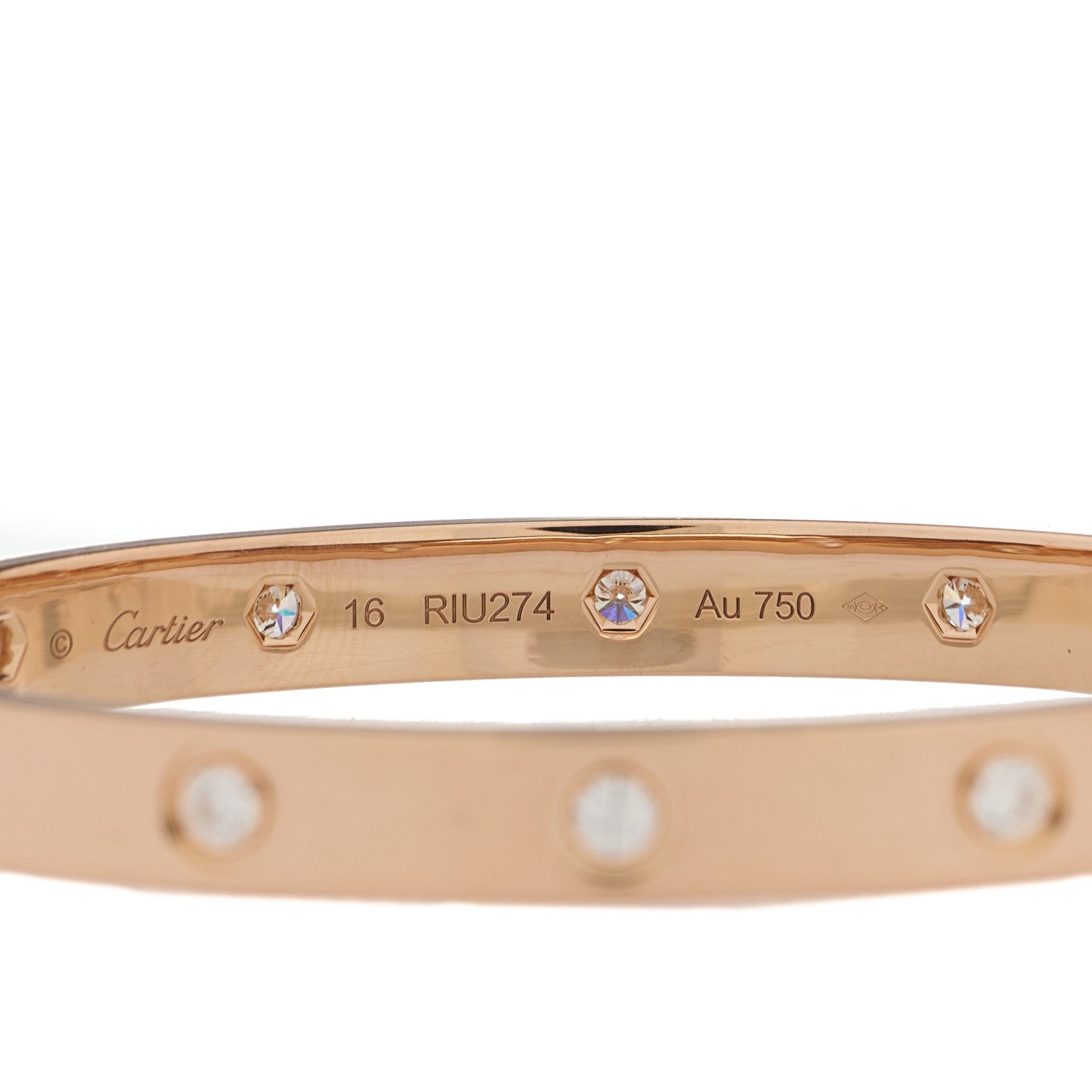 Cartier 18K Pink Gold 10 Diamond LOVE Bracelet 16 7 of 9