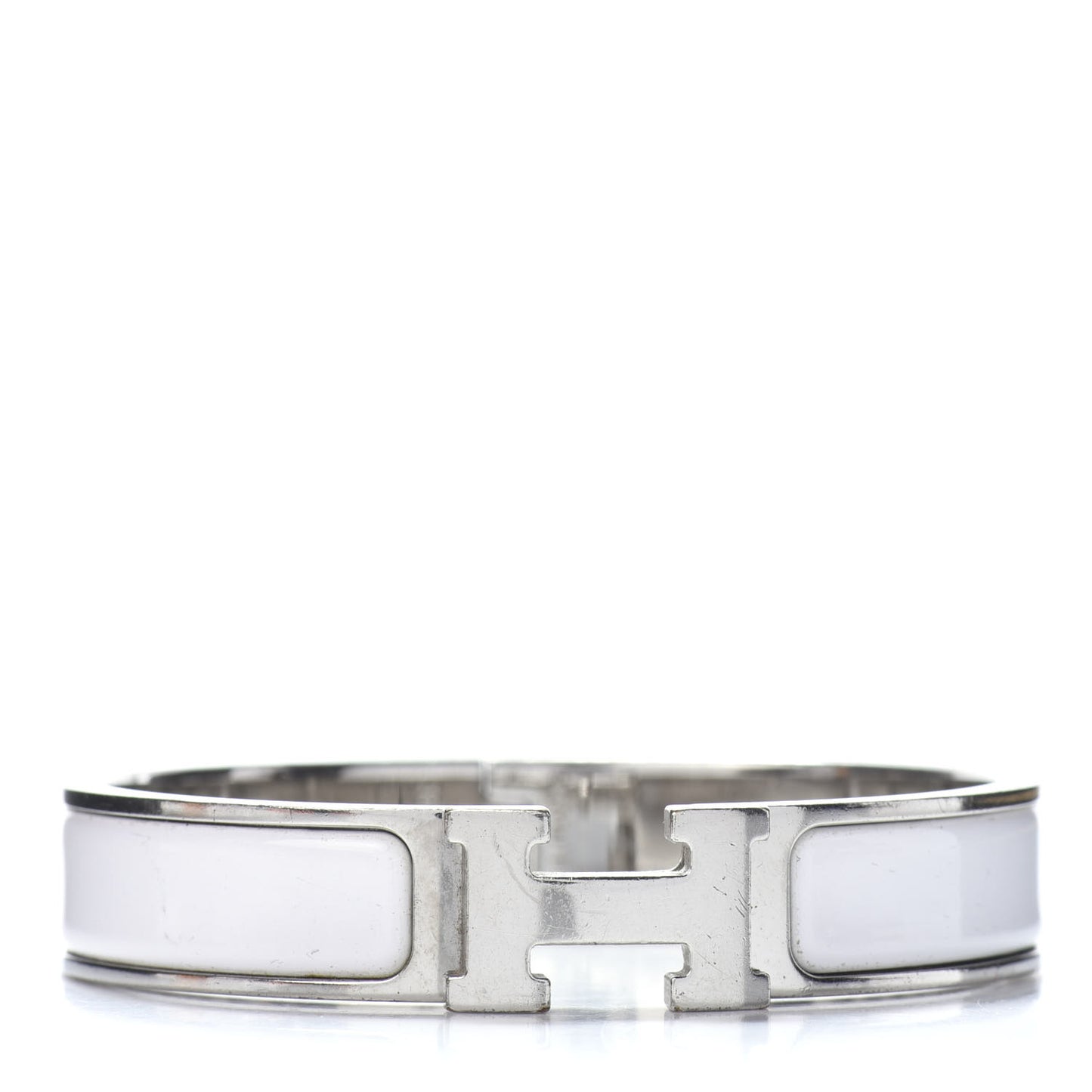 Enamel Narrow Clic Clac H Bracelet GM White