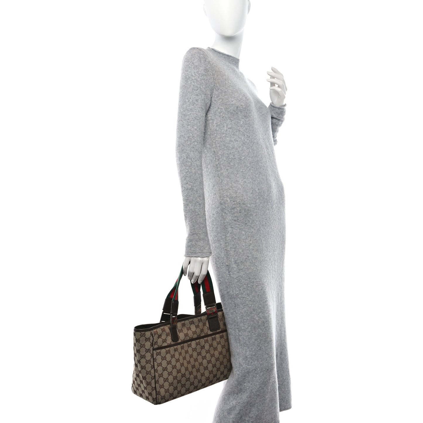 GG Monogram Web Pop Tote Dark Brown