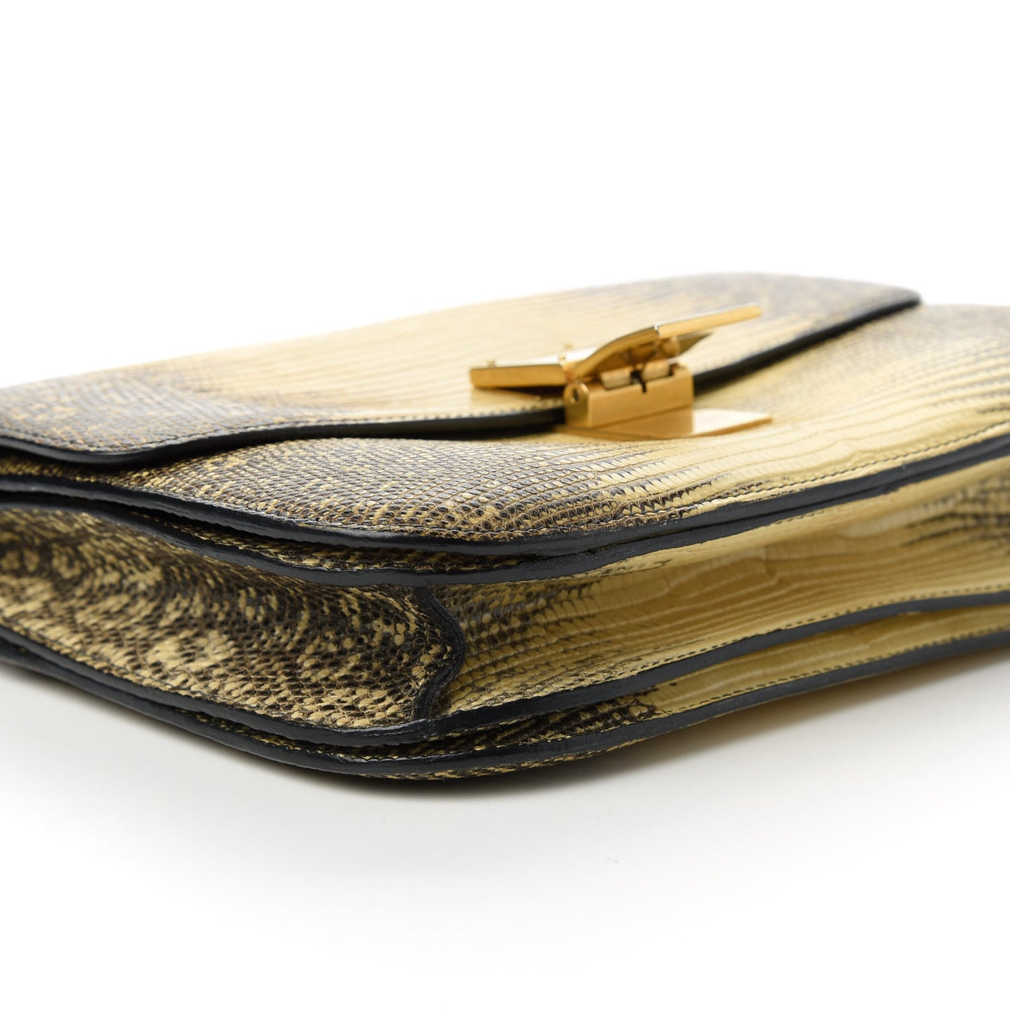 Lizard Medium Classic Box Flap Bag Natural