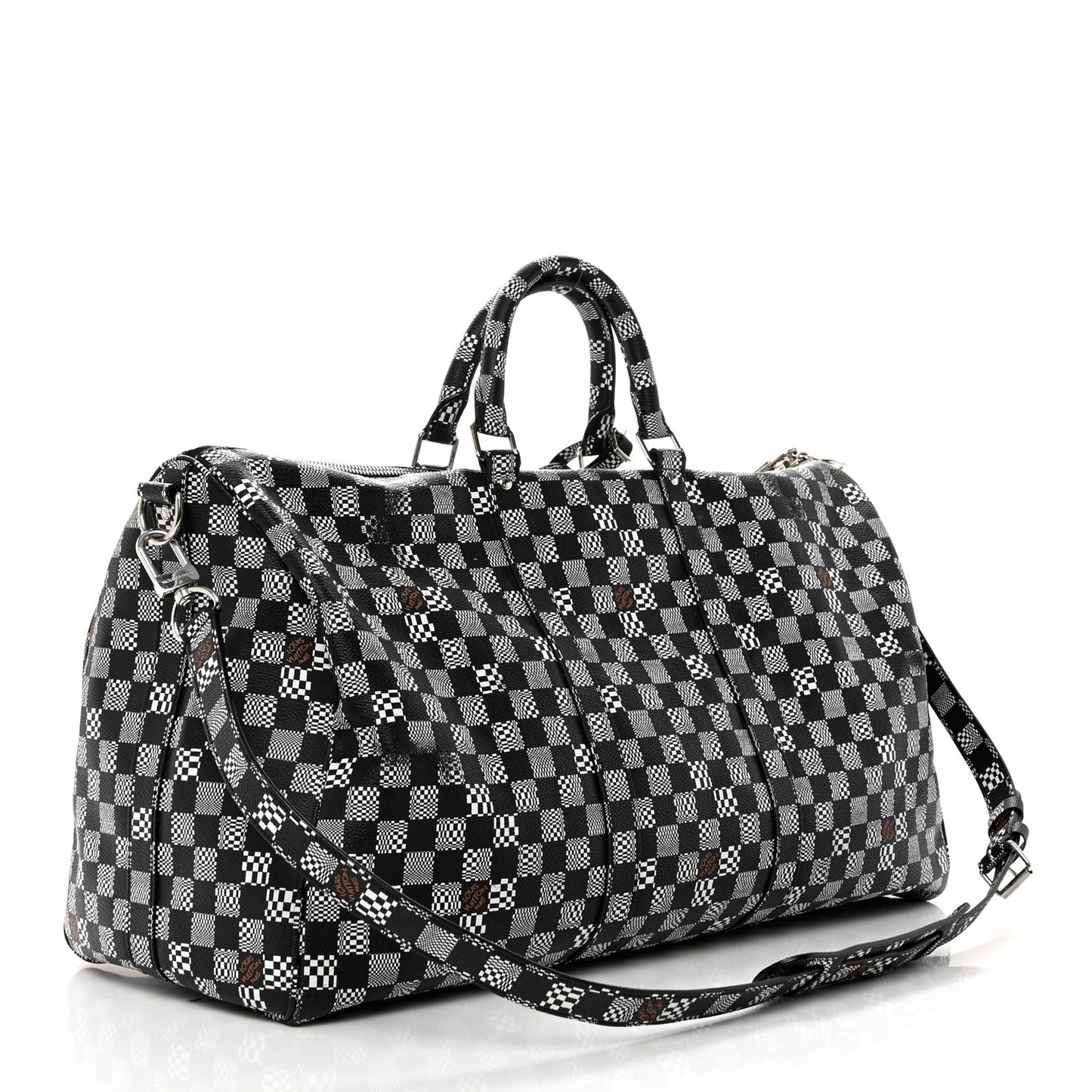 Damier Distorted Keepall Bandouliere 50 Black White