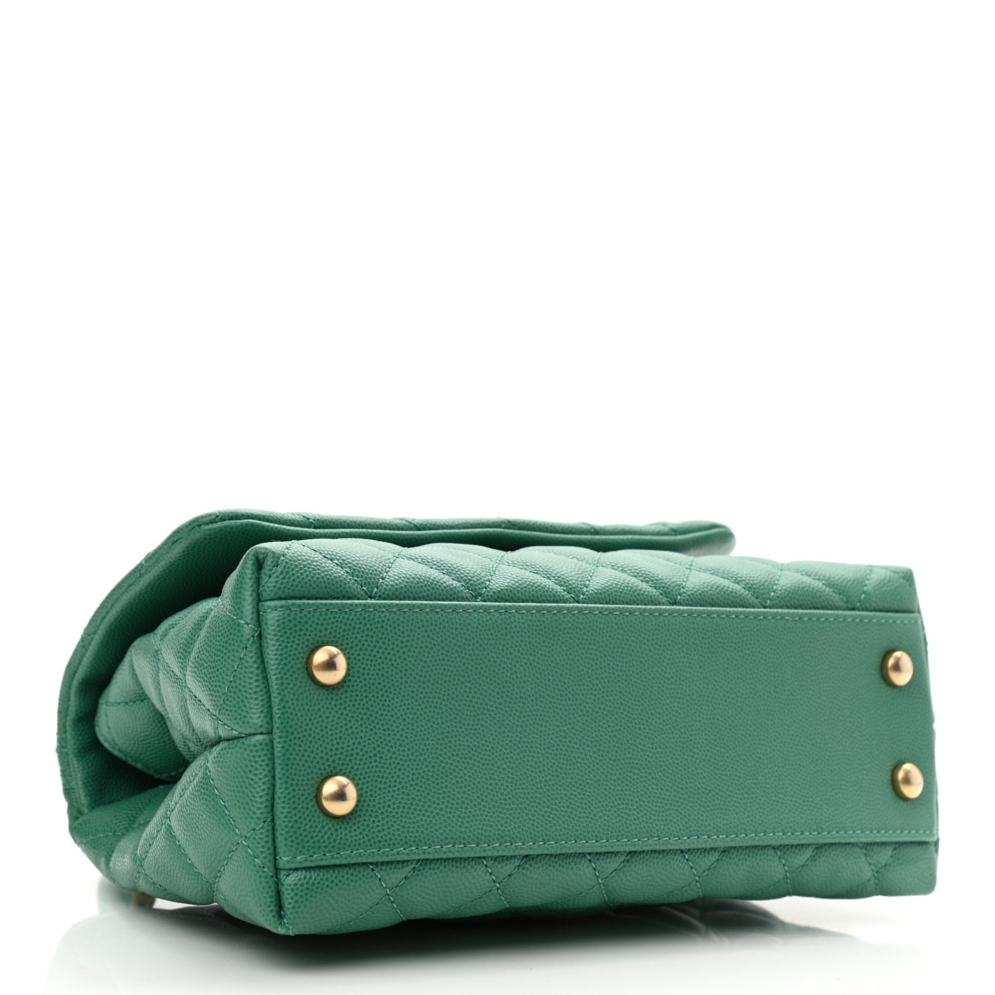 Caviar Lizard Quilted Mini Coco Handle Flap Green