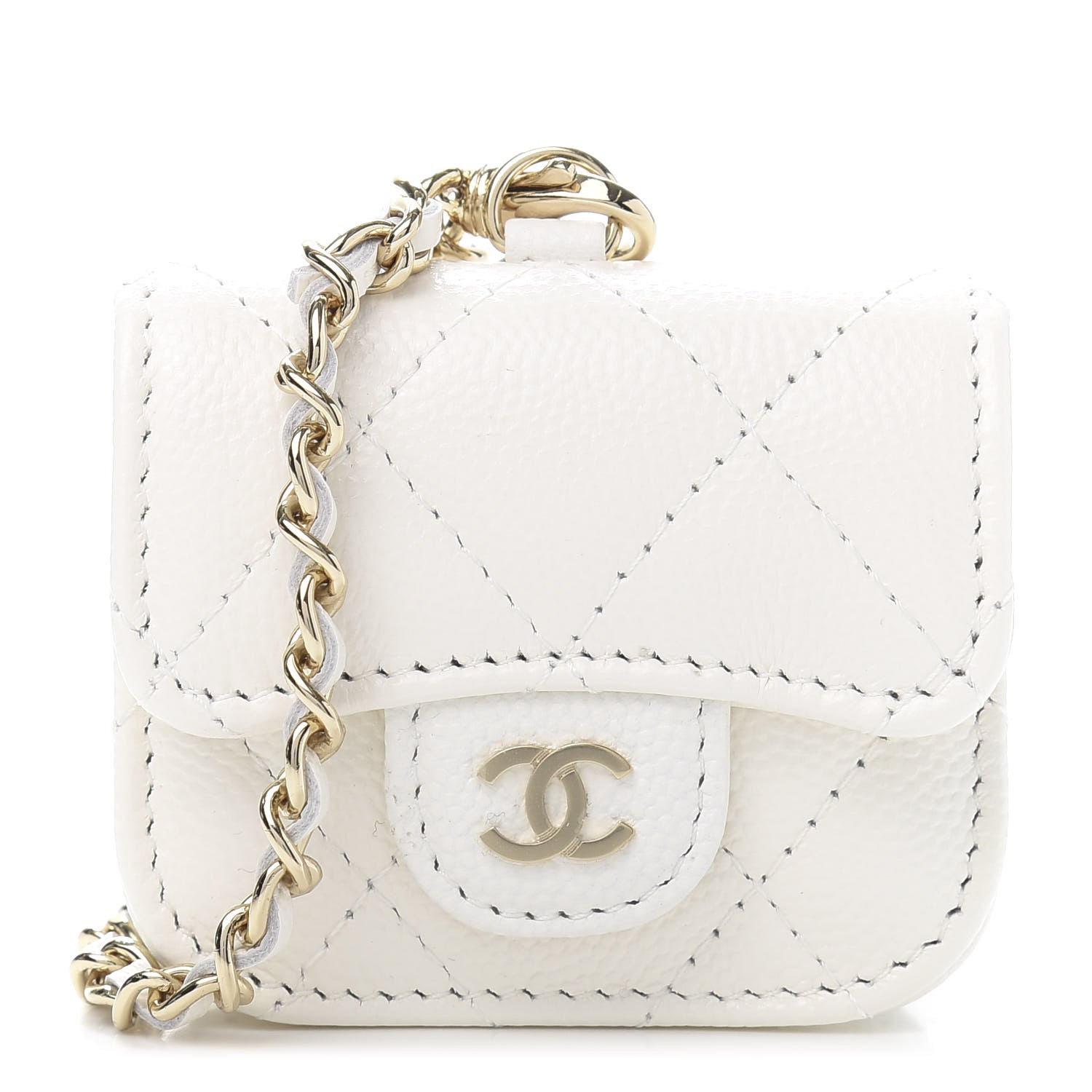 Chanel Caviar Quilted Airpods Pro Case White 651480 Chanel Caviar Quilted Airpods Pro Case White 651480