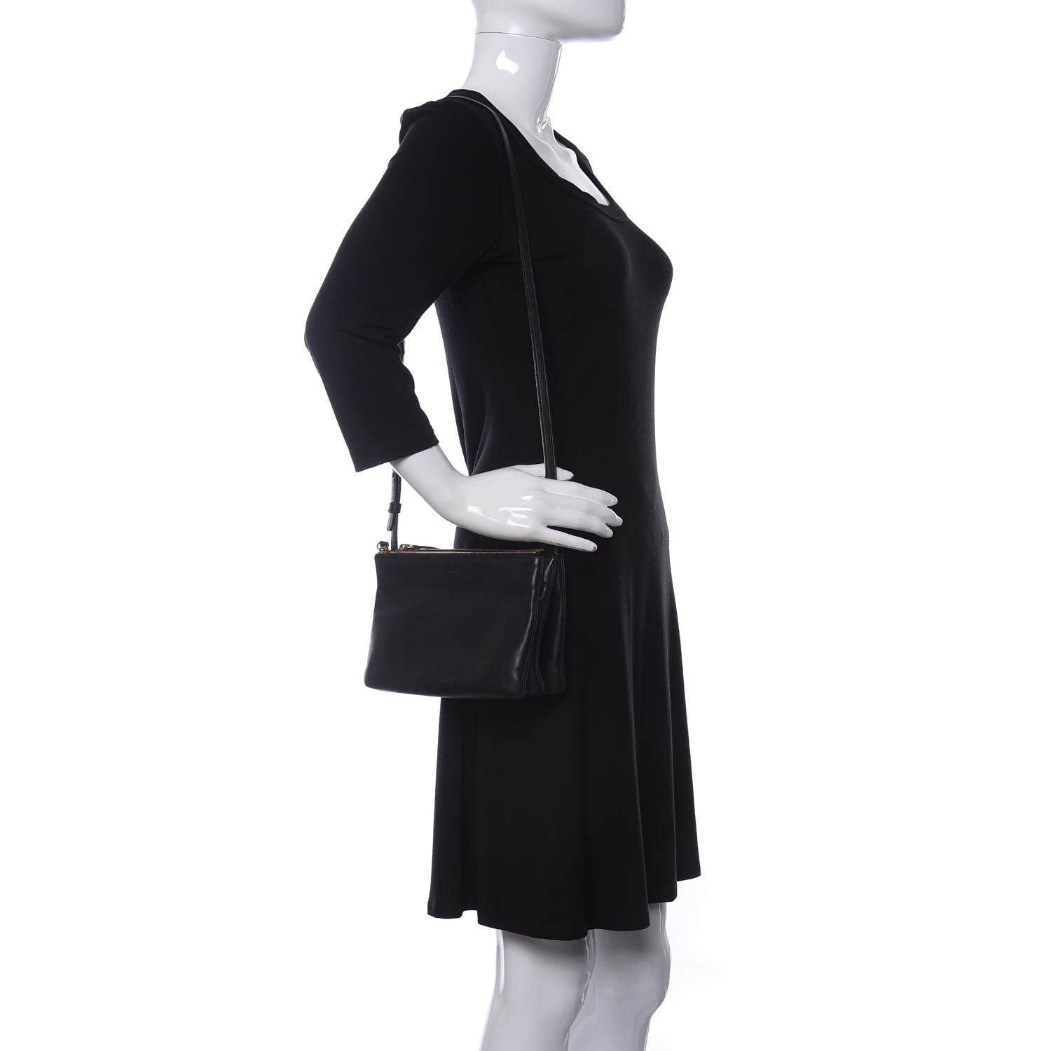 Celine Lambskin Small Trio Crossbody Bag Black 2 of 16