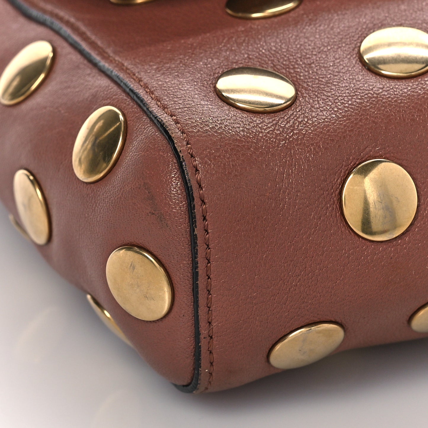 Goatskin Grommet Gotham Eyelet Shoulder Bag Beige