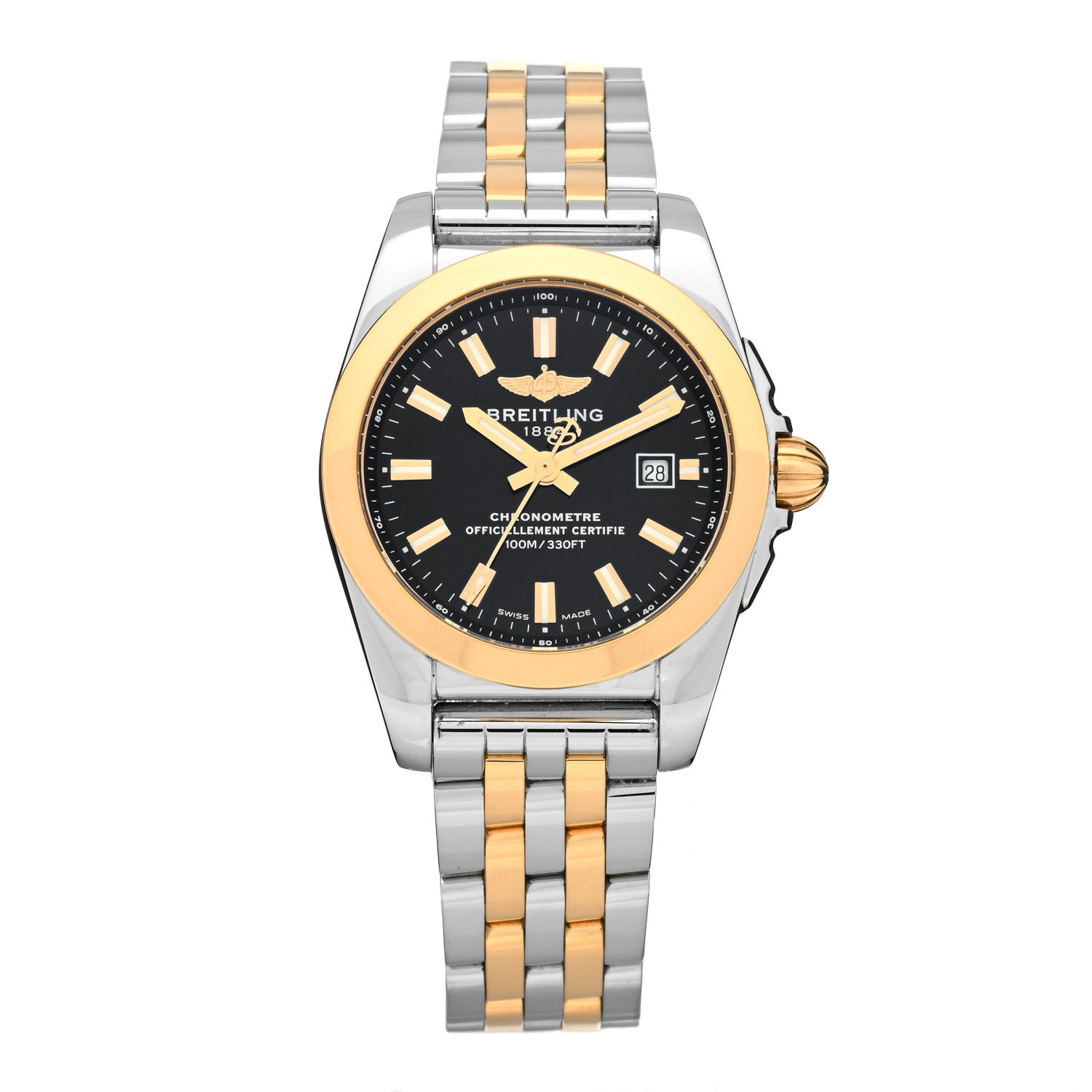Breitling Stainless Steel 18K Rose Gold 29mm Galactic Quartz Watch Black C7234812 1 of 4