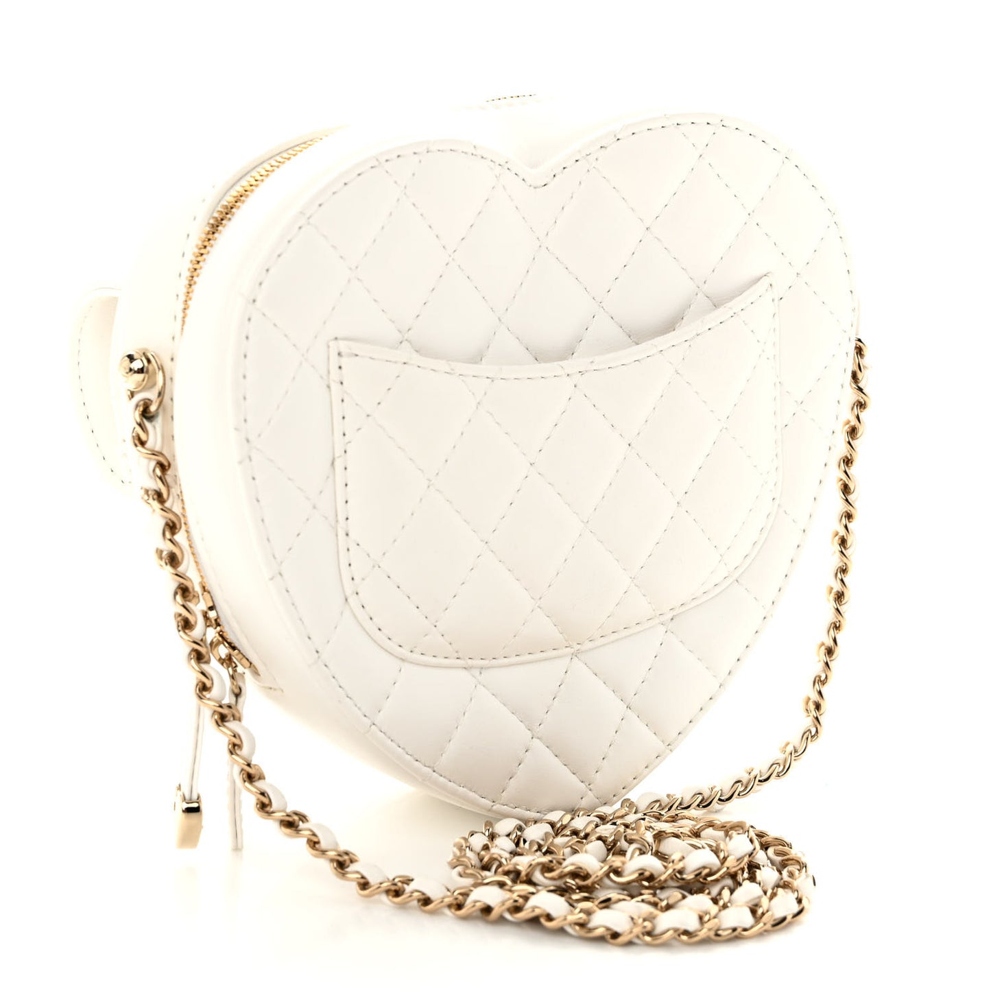 Lambskin Quilted CC In Love Heart Bag White