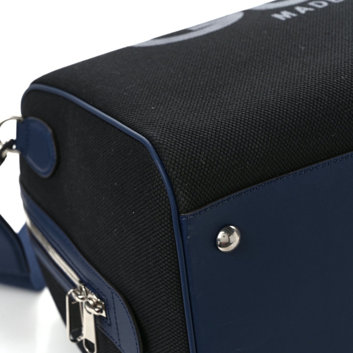 Canvas Calfskin Gucci Print Logo Large Duffle Bag Blue