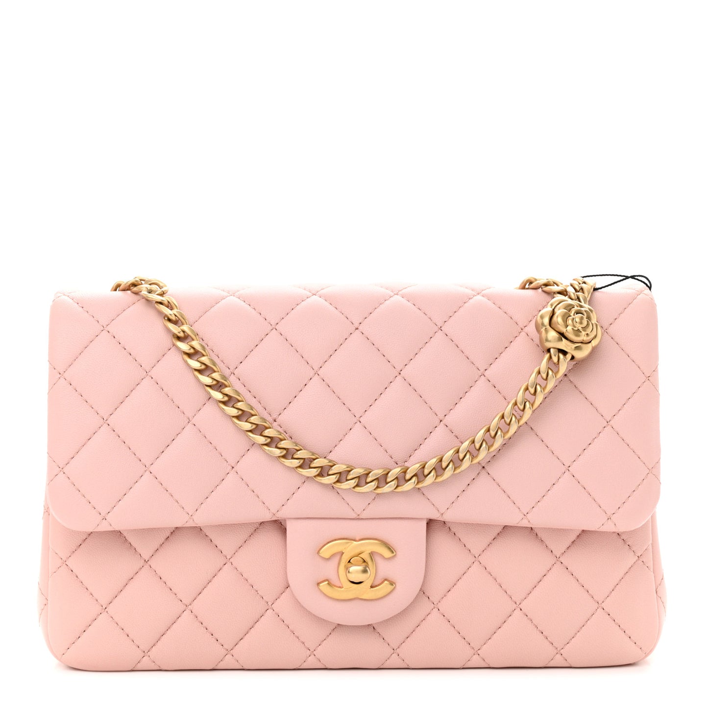 Lambskin Quilted Small Sweet Camellia Flap Light Pink