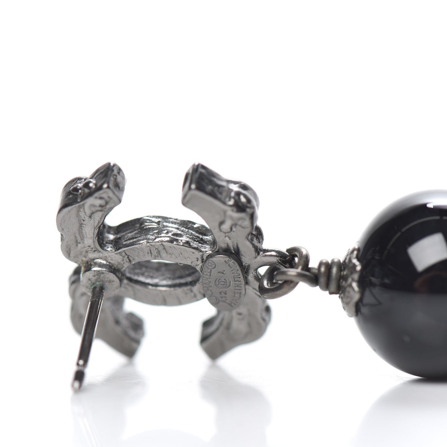 Ruthenium CC Bead Drop Earrings Black