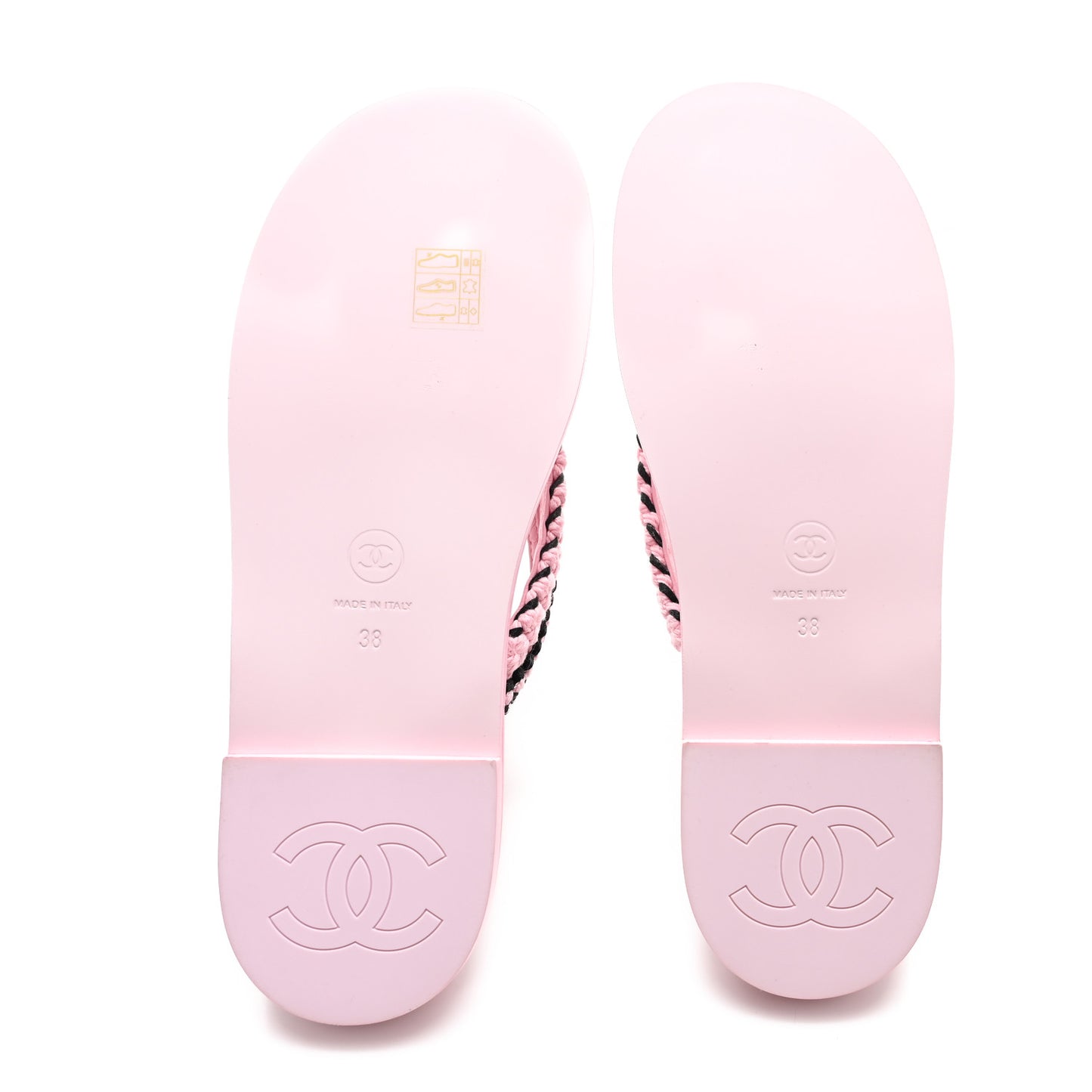 Braided Enamel CC Thong Coco Beach Sandals 38 Pink Black