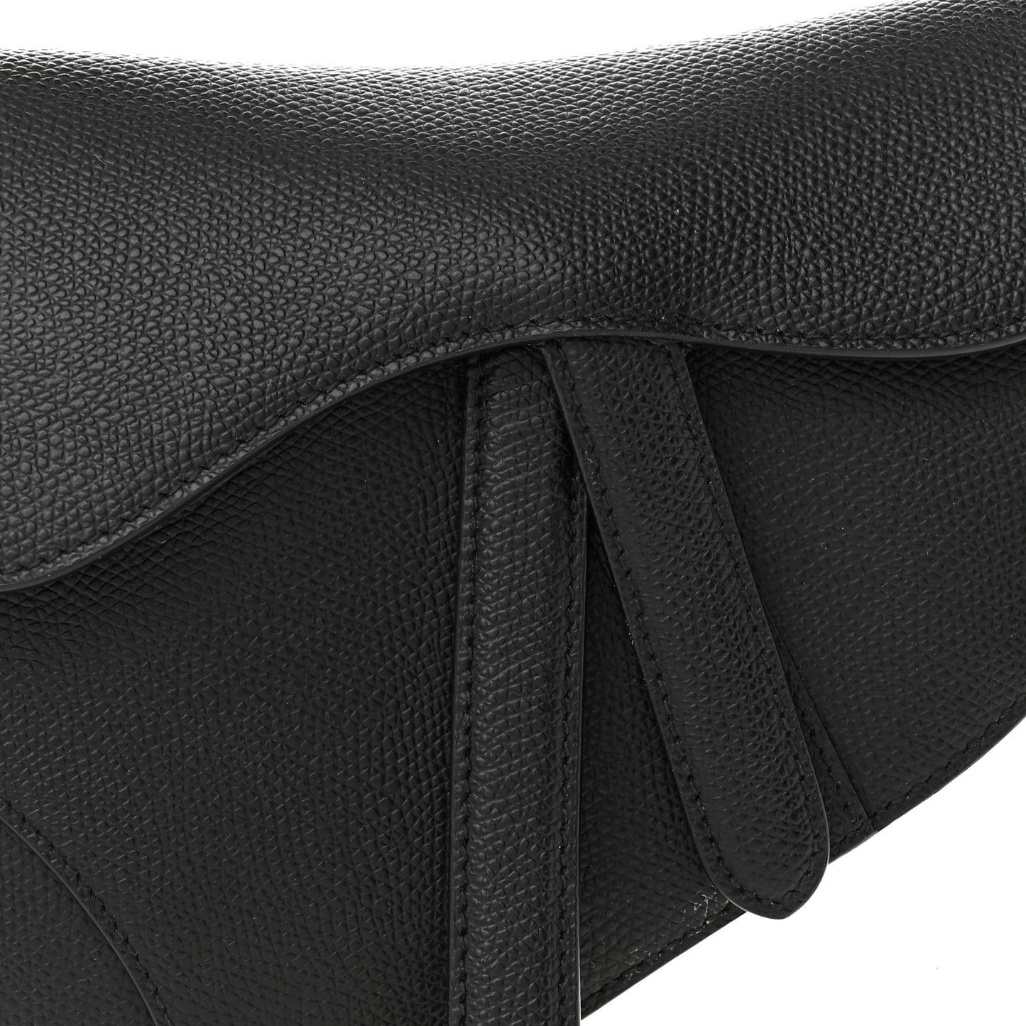 Grained Calfskin Mini Saddle Bag Black