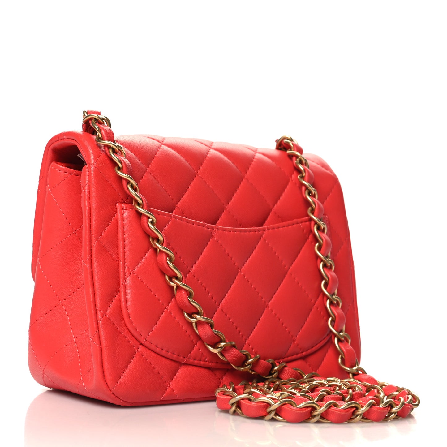 Lambskin Quilted Mini Square Flap Red