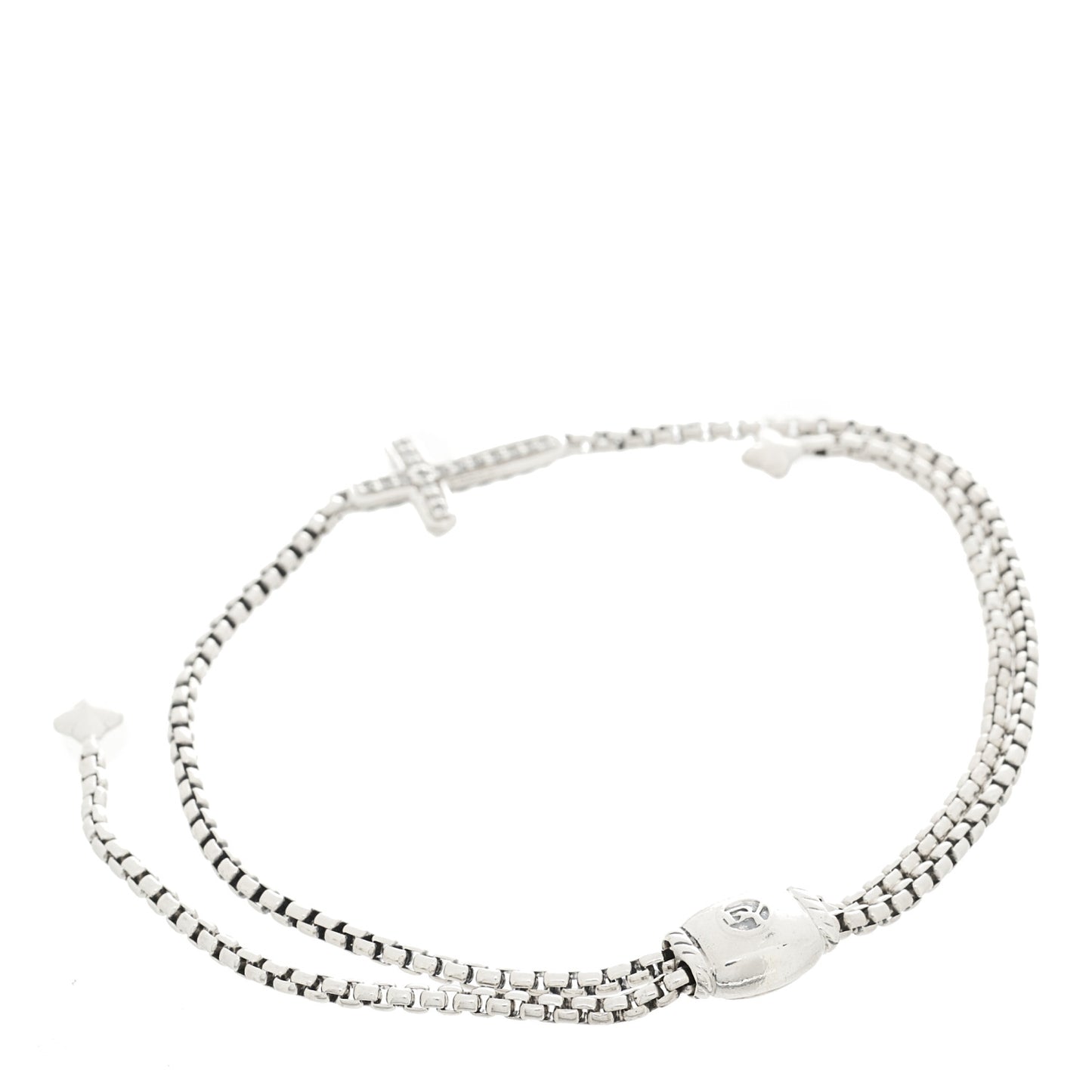 Sterling Silver Diamond Petite Pave Cross Bracelet