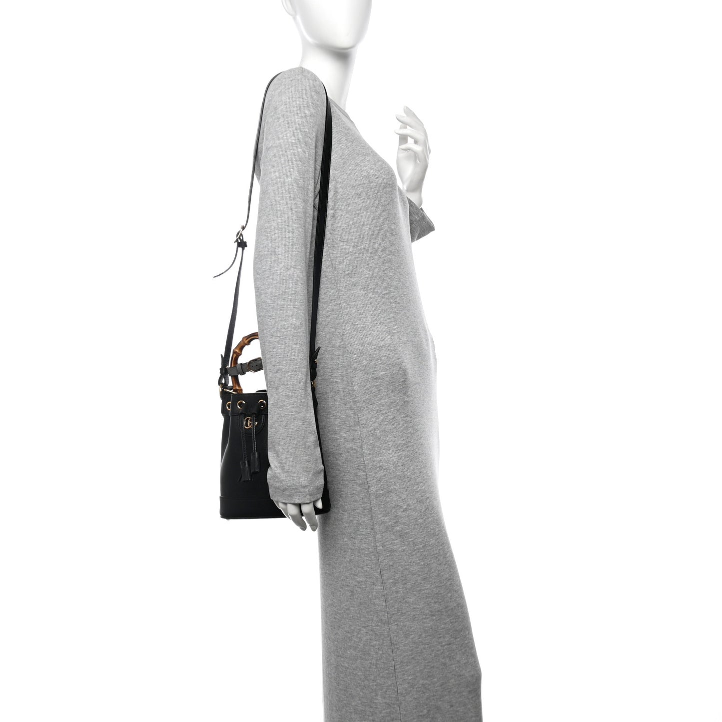 Softy Wonka Textured Dollar Calfskin Mini Diana Bucket Bag Black