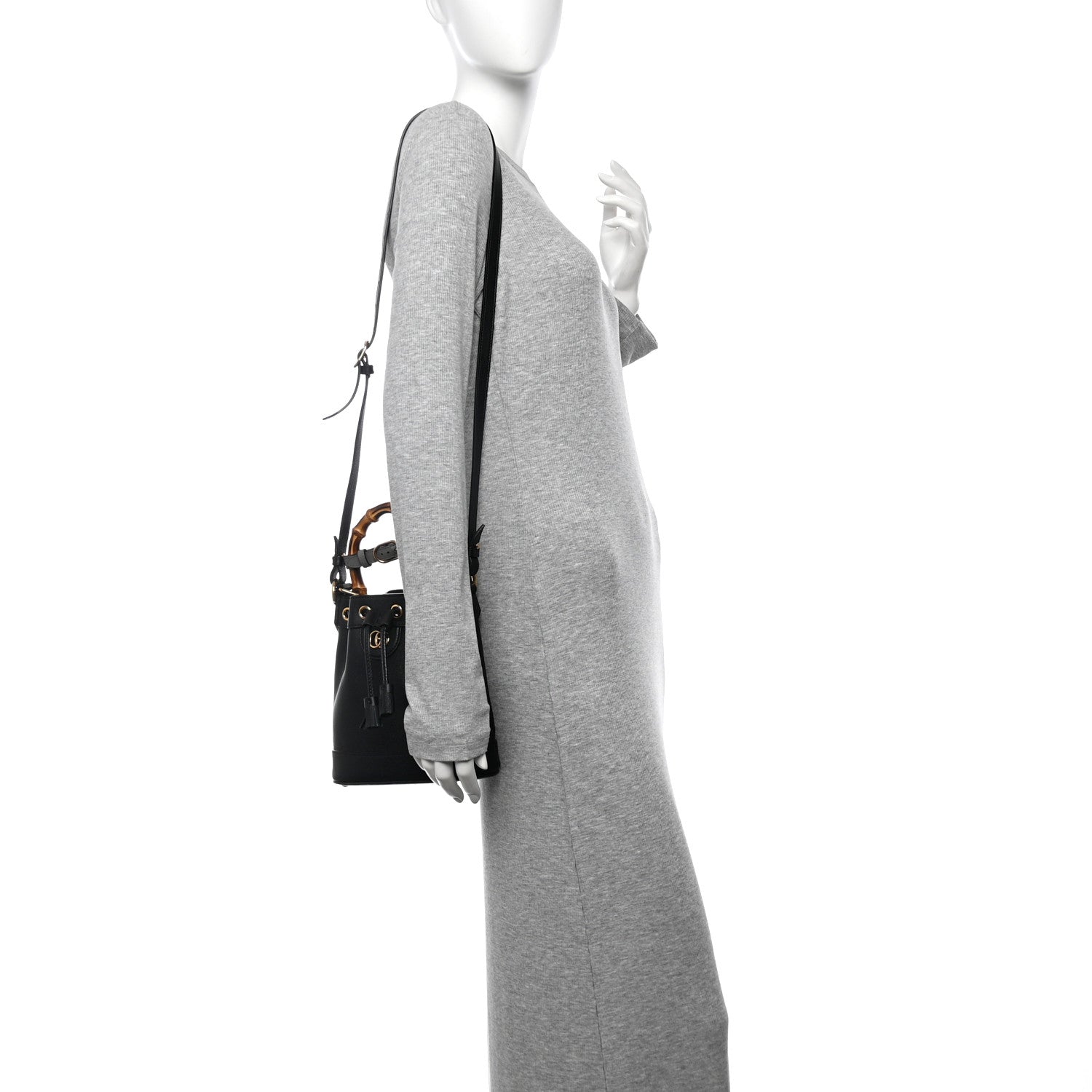 Gucci Softy Wonka Textured Dollar Calfskin Mini Diana Bucket Bag Black 2 of 12