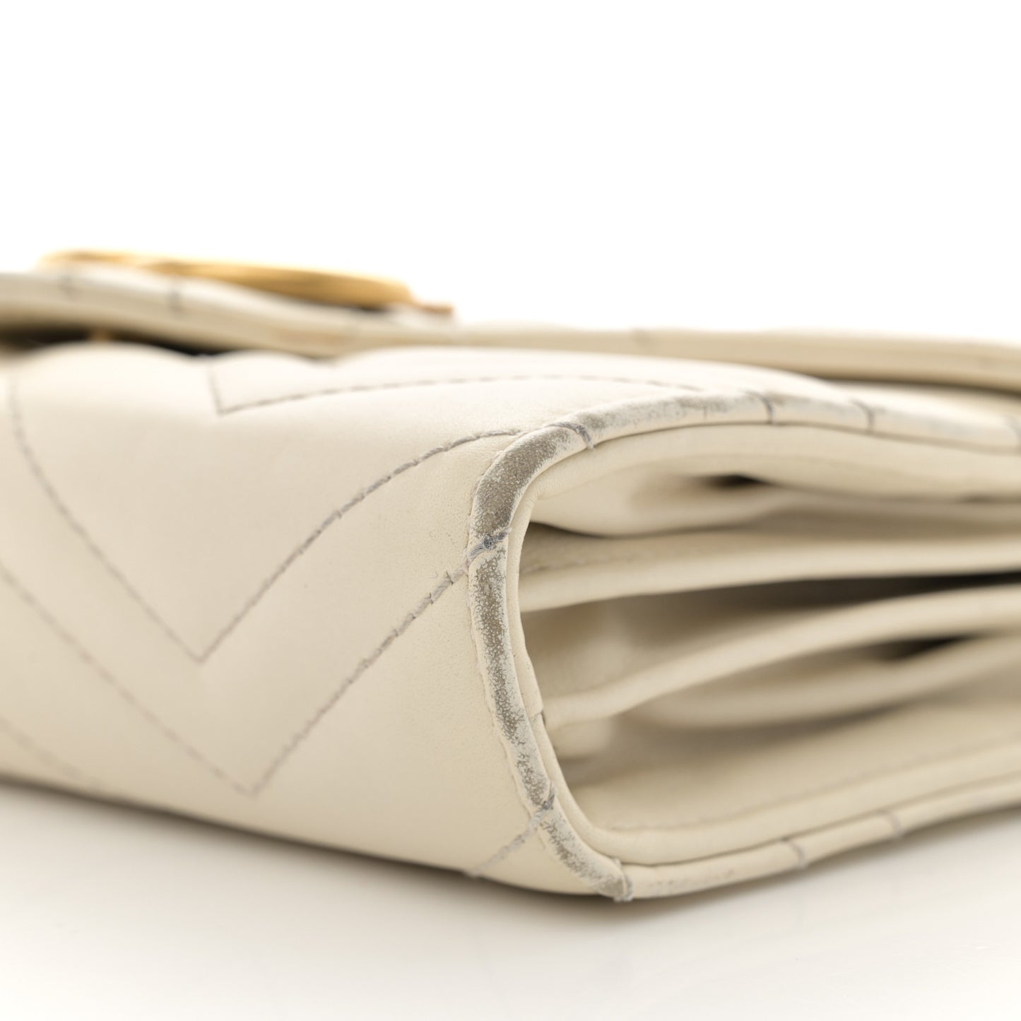 Calfskin Matelasse GG Marmont Chain Wallet Mystic White