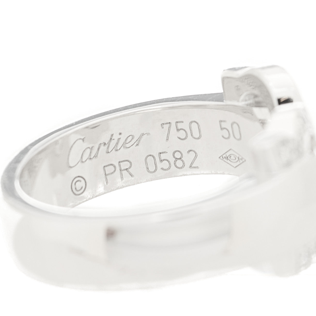 18K White Gold Diamond C De Cartier Ring 50 5.25