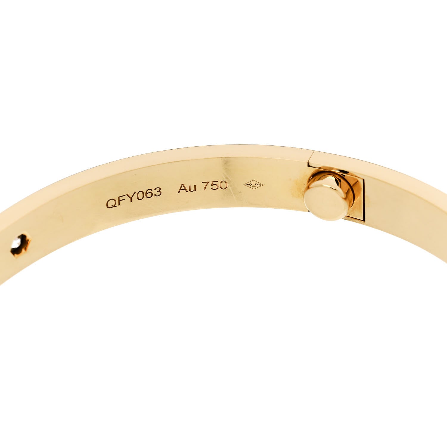Cartier 18K Yellow Gold 4 Diamond LOVE Bracelet 19 7 of 9