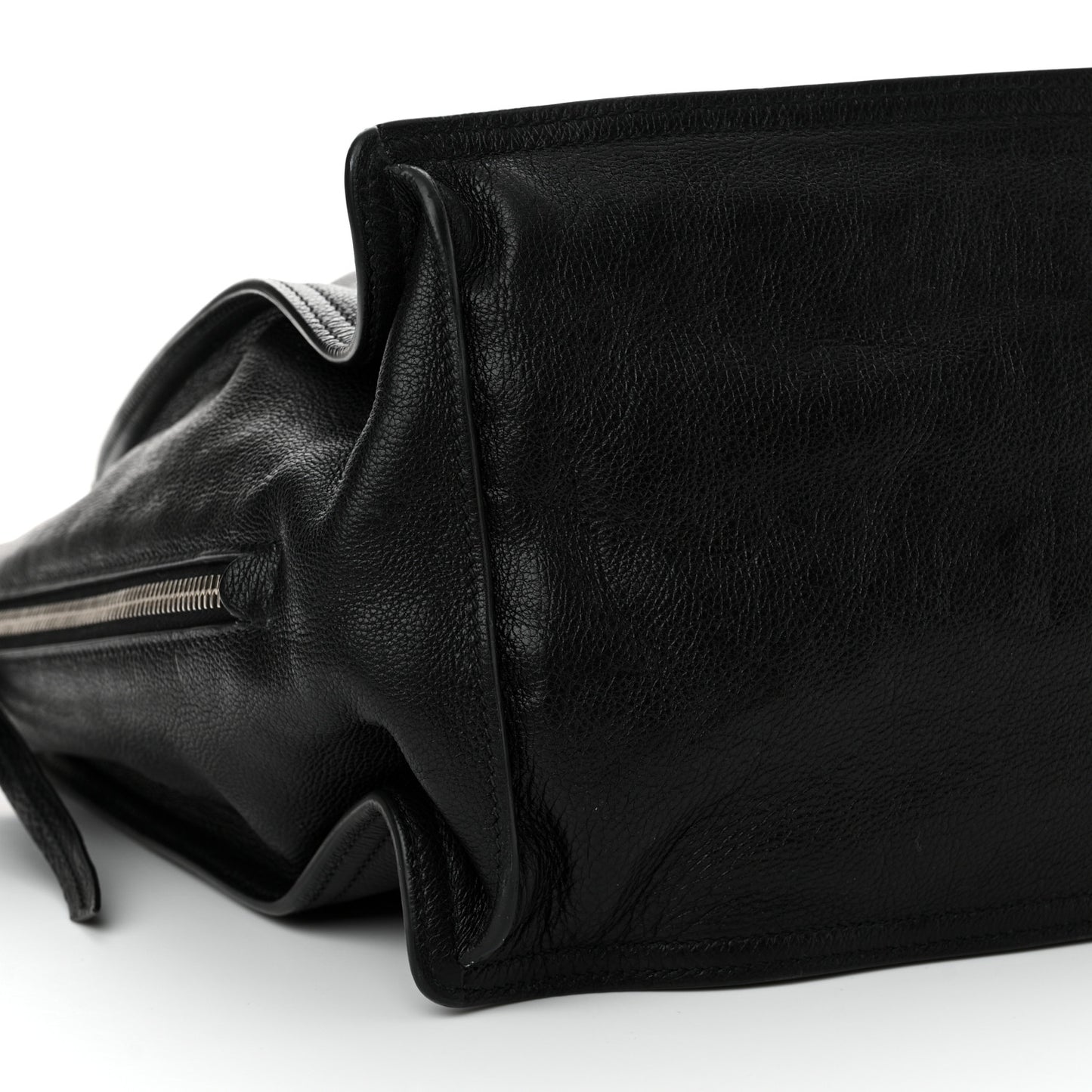 Glace Calfskin Etiquette Shopping Bag Black Astrale
