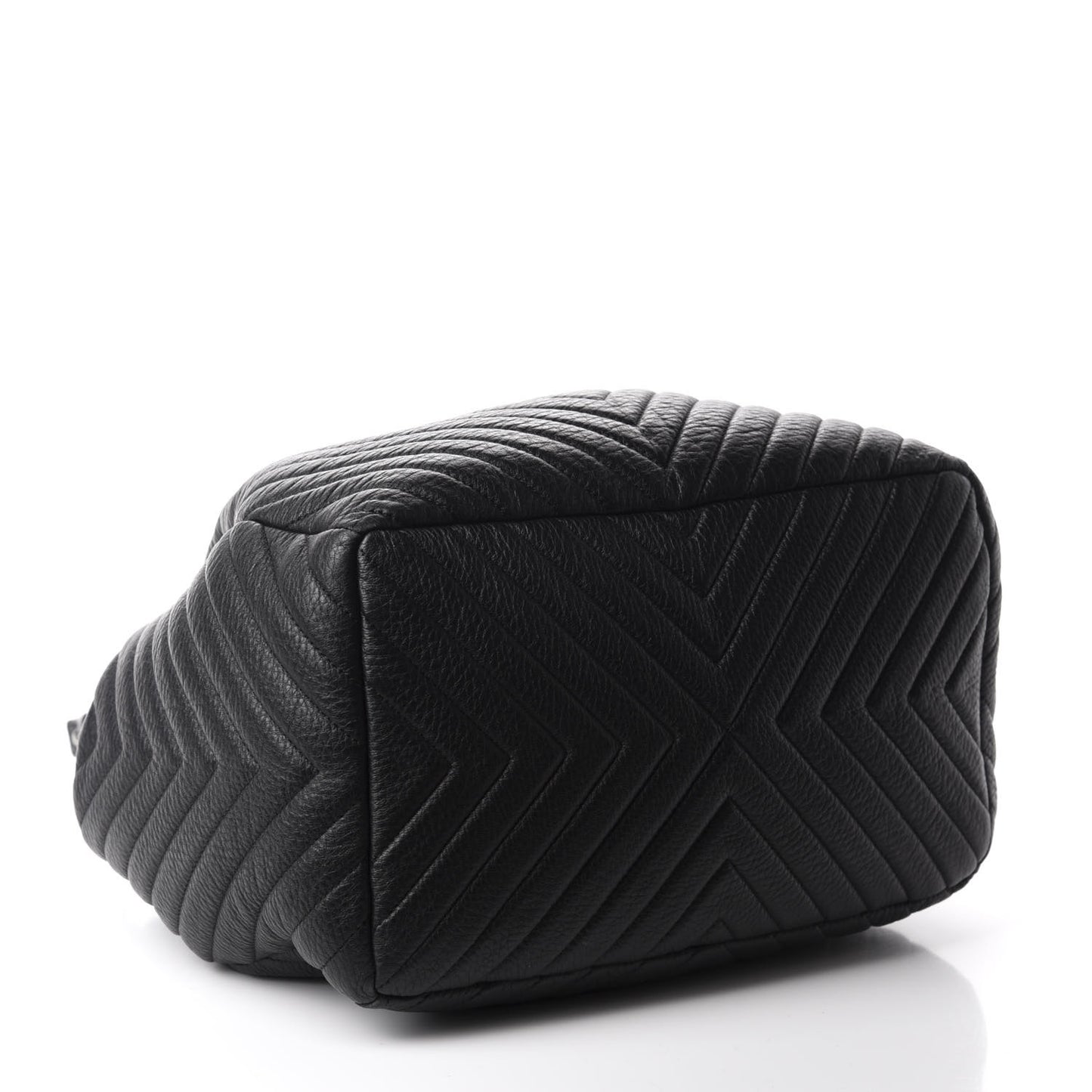 Deerskin Chevron Large CC Chain Bucket Drawstring Bag Black