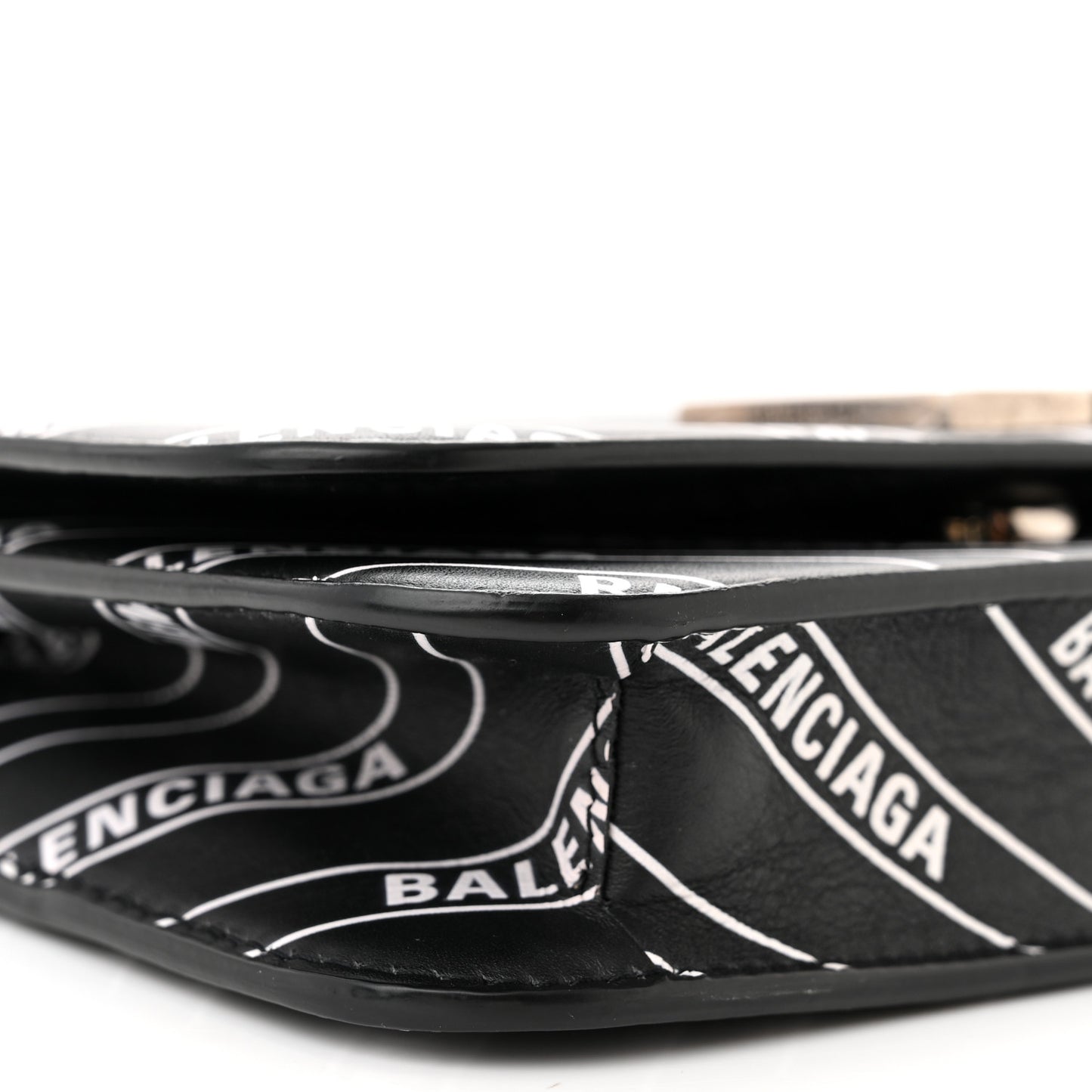 Matte Calfskin Diagonal Allover Logo Print B Wallet on Chain Black White