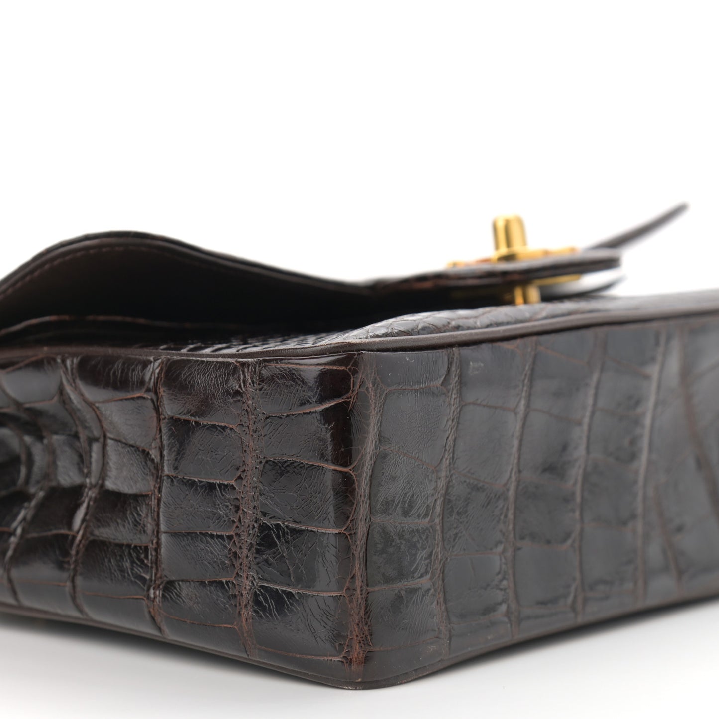Alligator Small Double Flap Brown