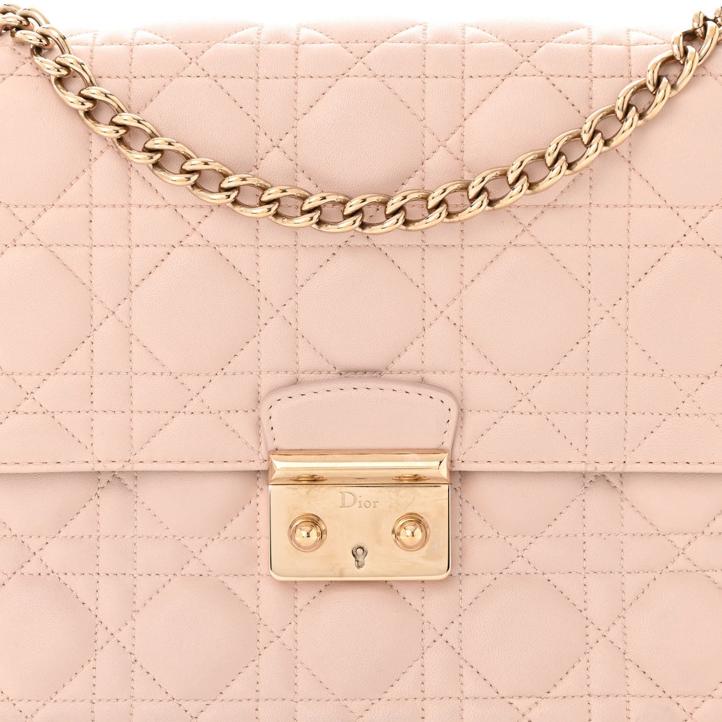 Lambskin Cannage Large Miss Dior Flap Rose Poudre