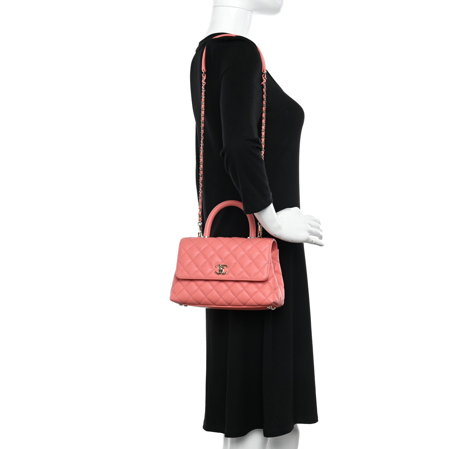 Chanel Caviar Quilted Mini Coco Handle Flap Pink 2 of 10