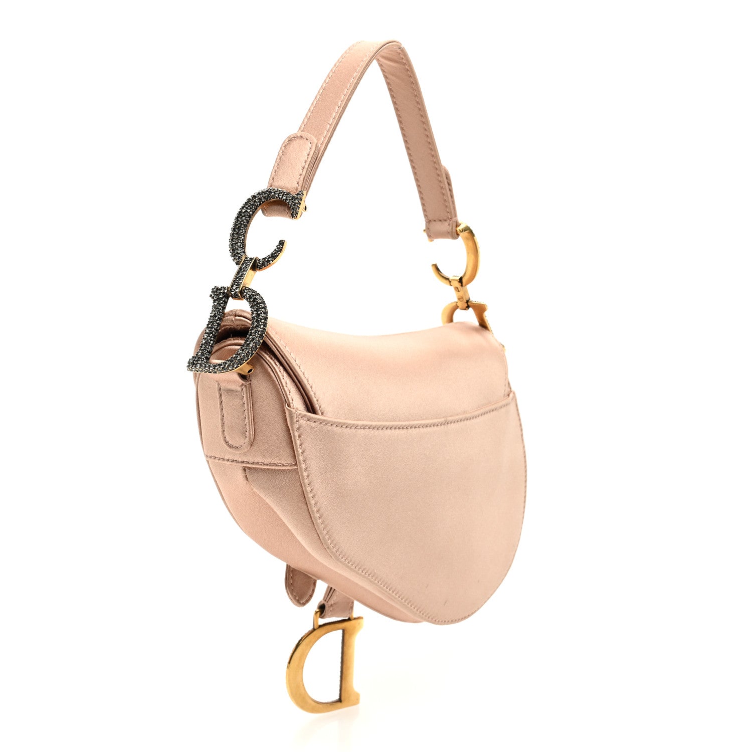 Christian Dior Satin Crystal Mini Saddle Bag Powder Beige 3 of 11