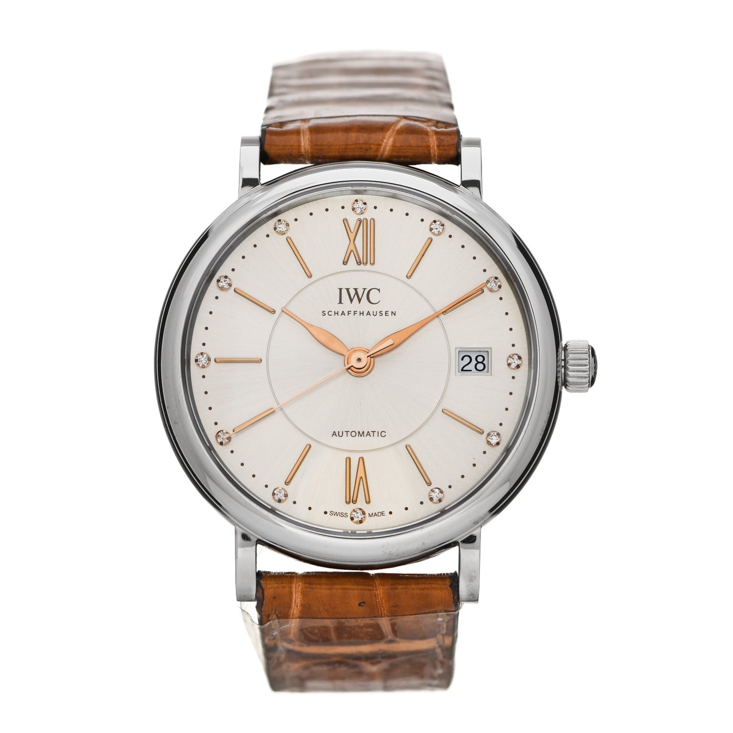 Stainless Steel Crocodile Diamond 37mm Portofino Automatic Watch IW458101