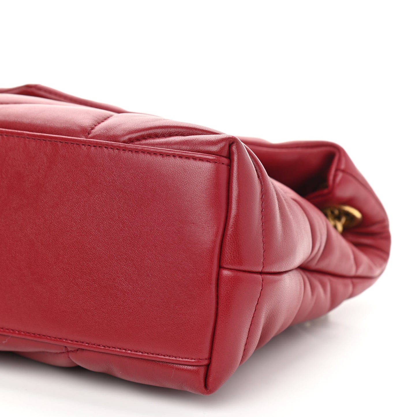 Lambskin Quilted Small Loulou Puffer Monogram Chain Satchel Red