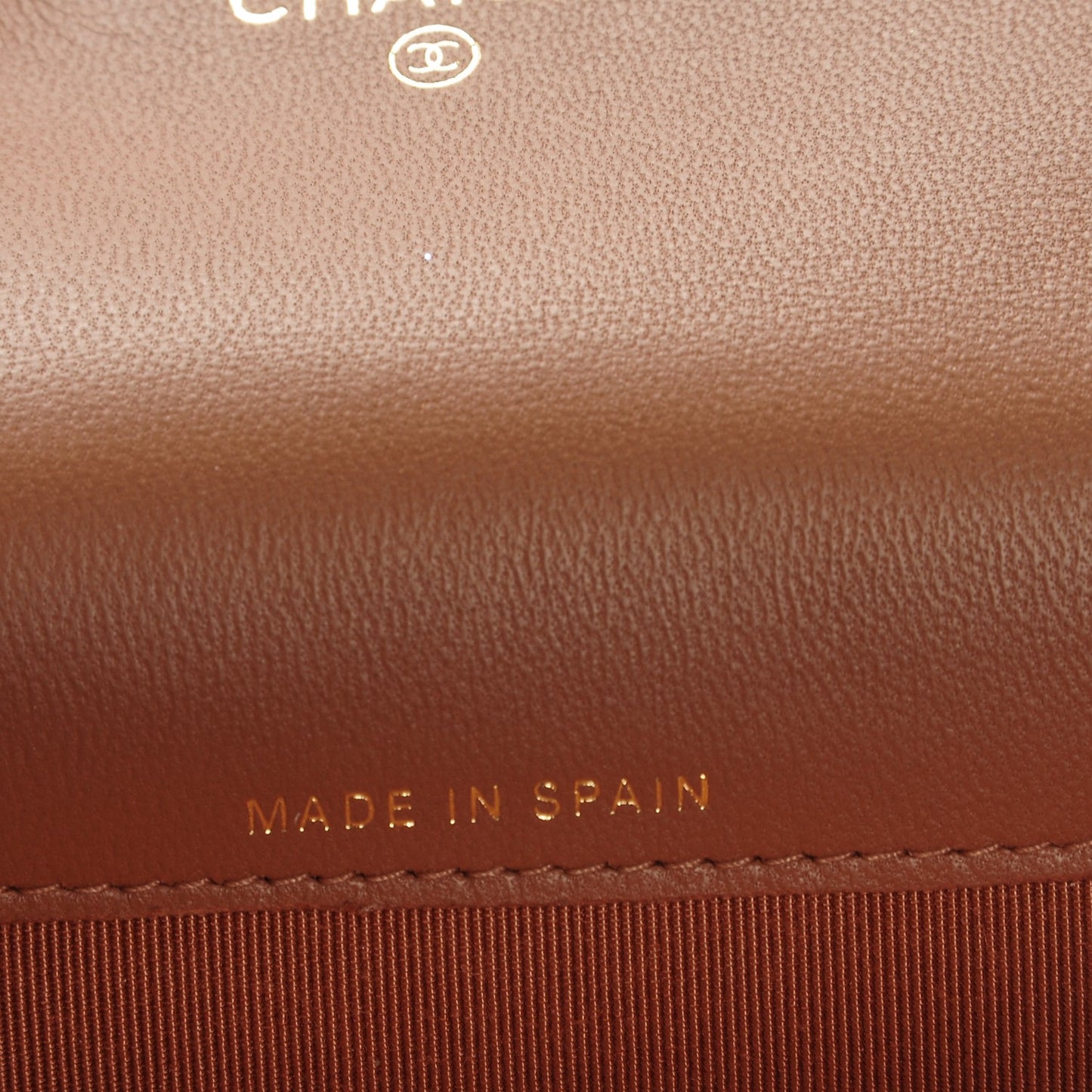Lambskin Quilted Card Holder Camel