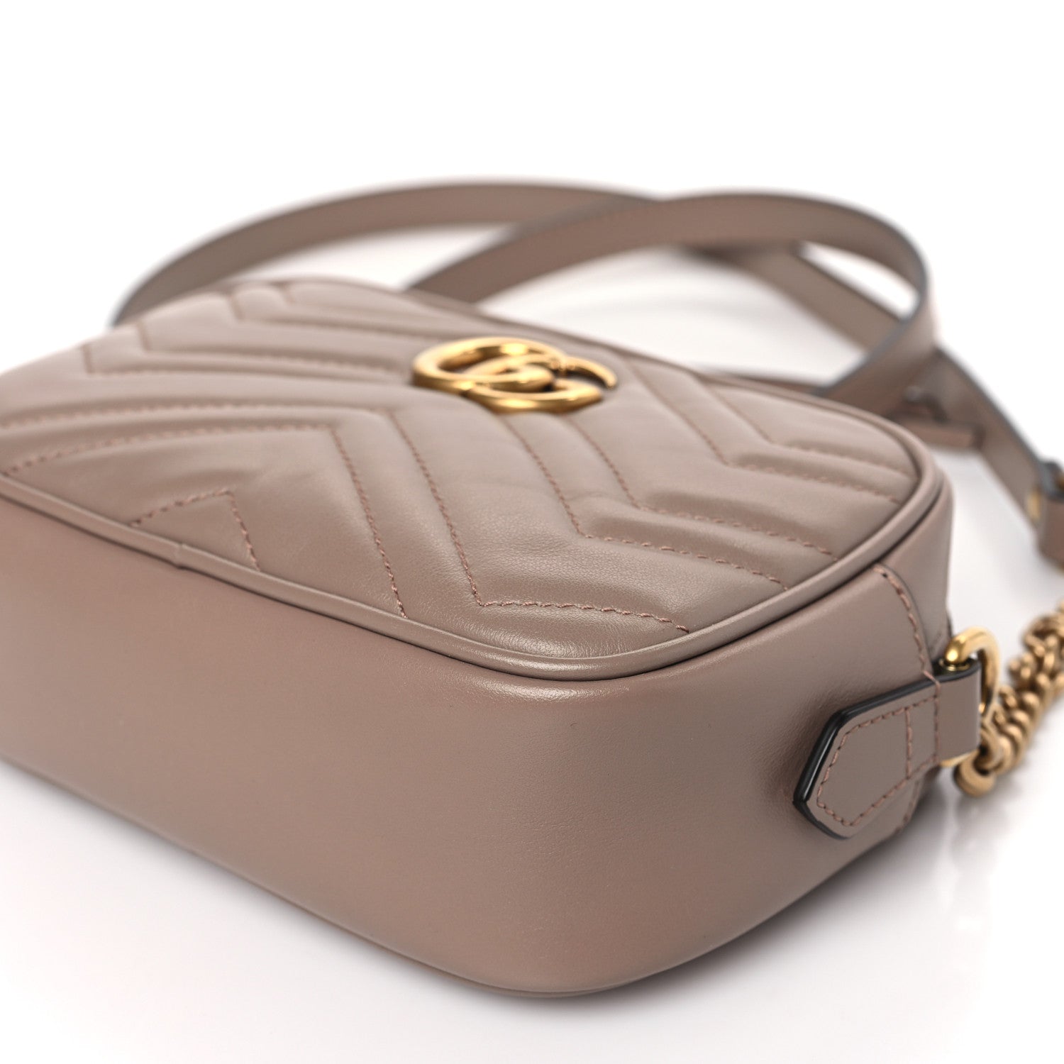 Gucci Calfskin Matelasse Mini GG Marmont Chain Shoulder Bag Porcelain Rose 10 of 11