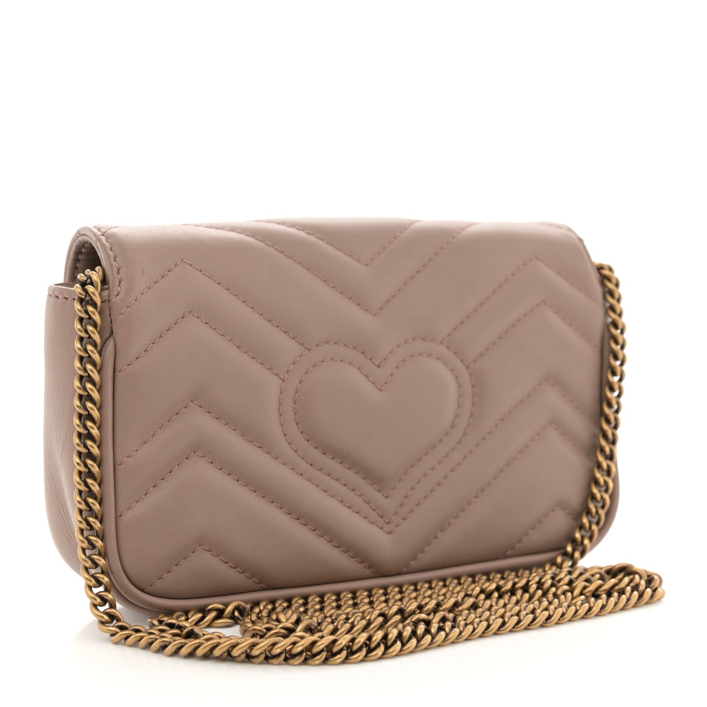 Calfskin Matelasse Super Mini GG Marmont Shoulder Bag Porcelain Rose