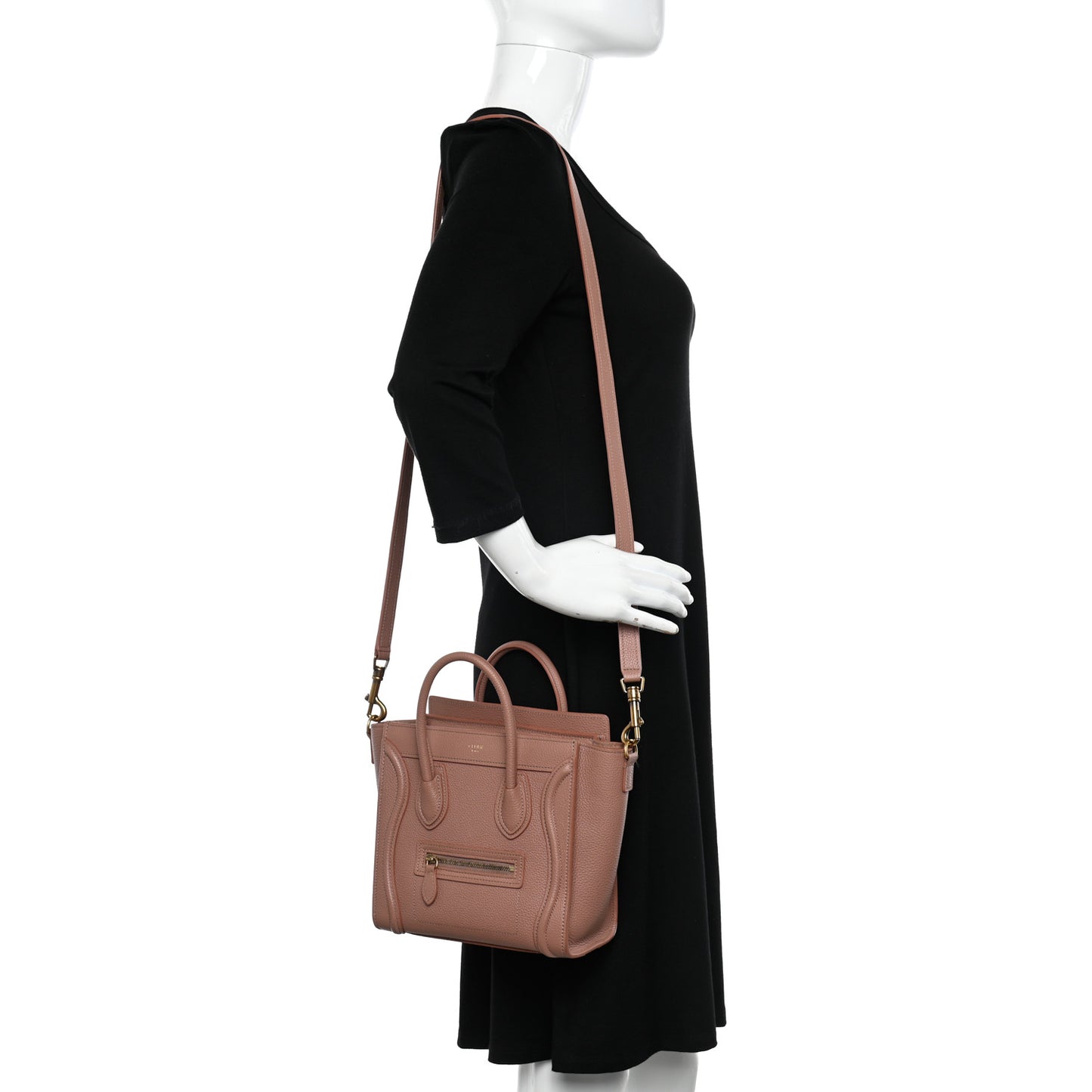 Drummed Calfskin Nano Luggage Antique Rose
