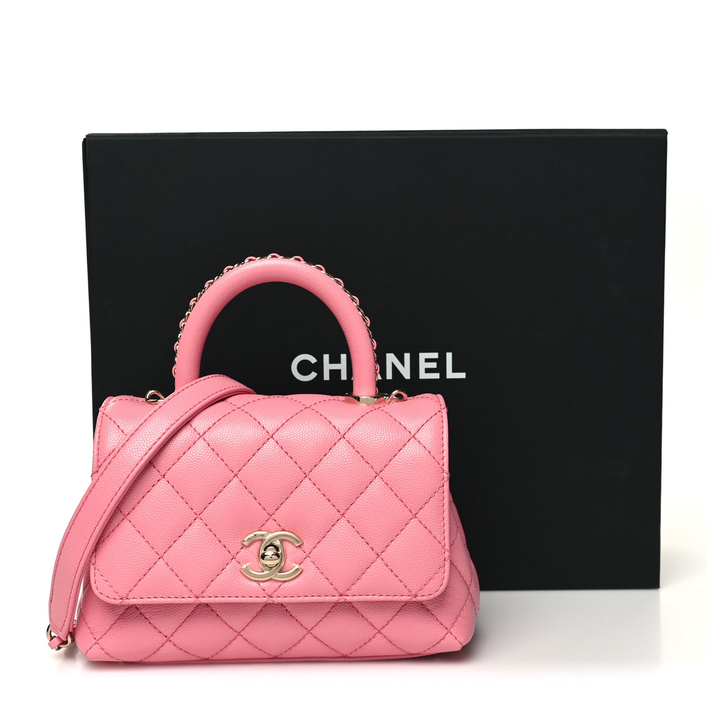 Caviar Quilted Extra Mini Coco Chain Handle Flap Pink