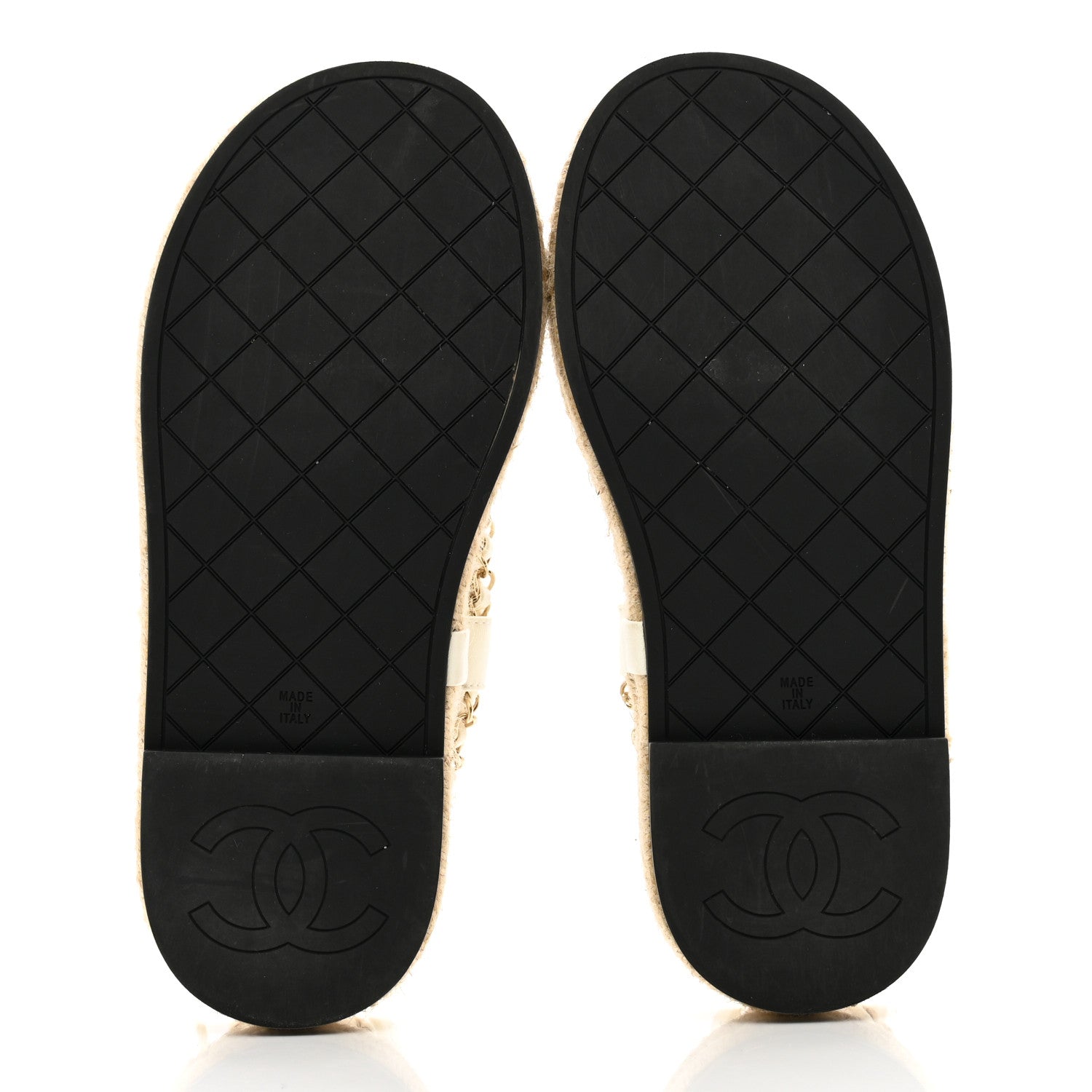 Chanel Lambskin Chain CC Thong Espadrille Sandals 36 White 5 of 11