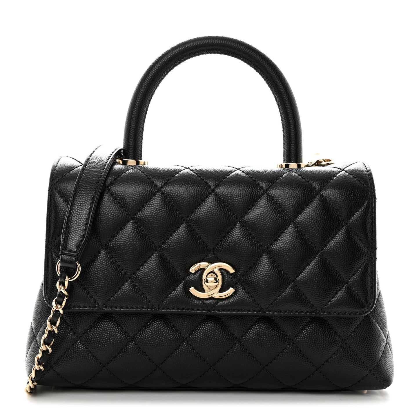 Caviar Quilted Mini Coco Handle Flap Black