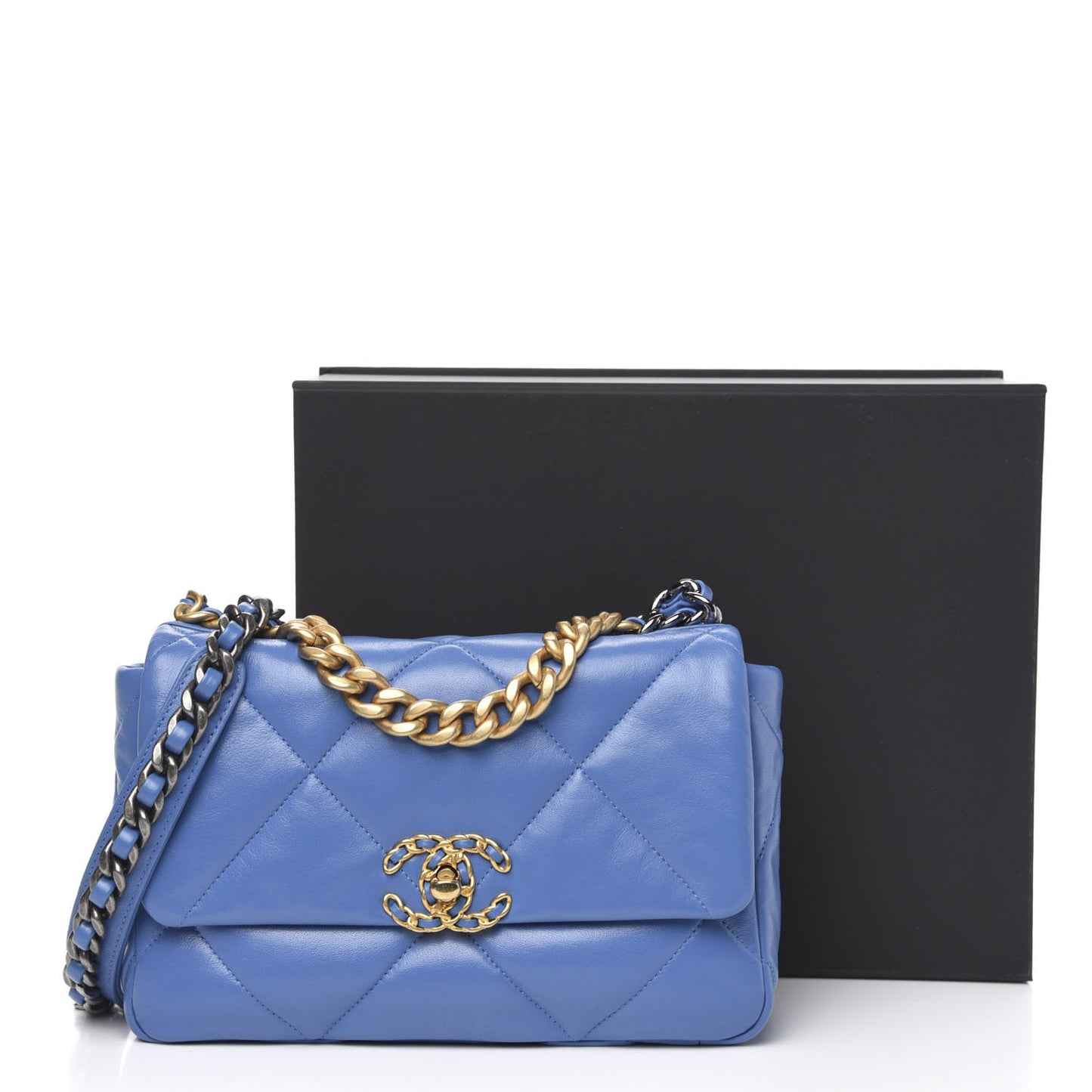 Lambskin Quilted Medium 19 Flap Blue