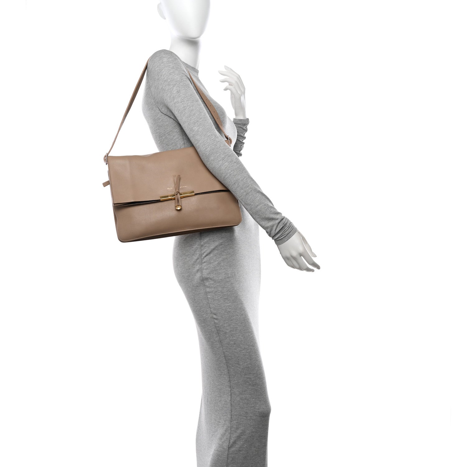 Celine Lambskin Clasp Clutch Foldover Bag Beige 2 of 11