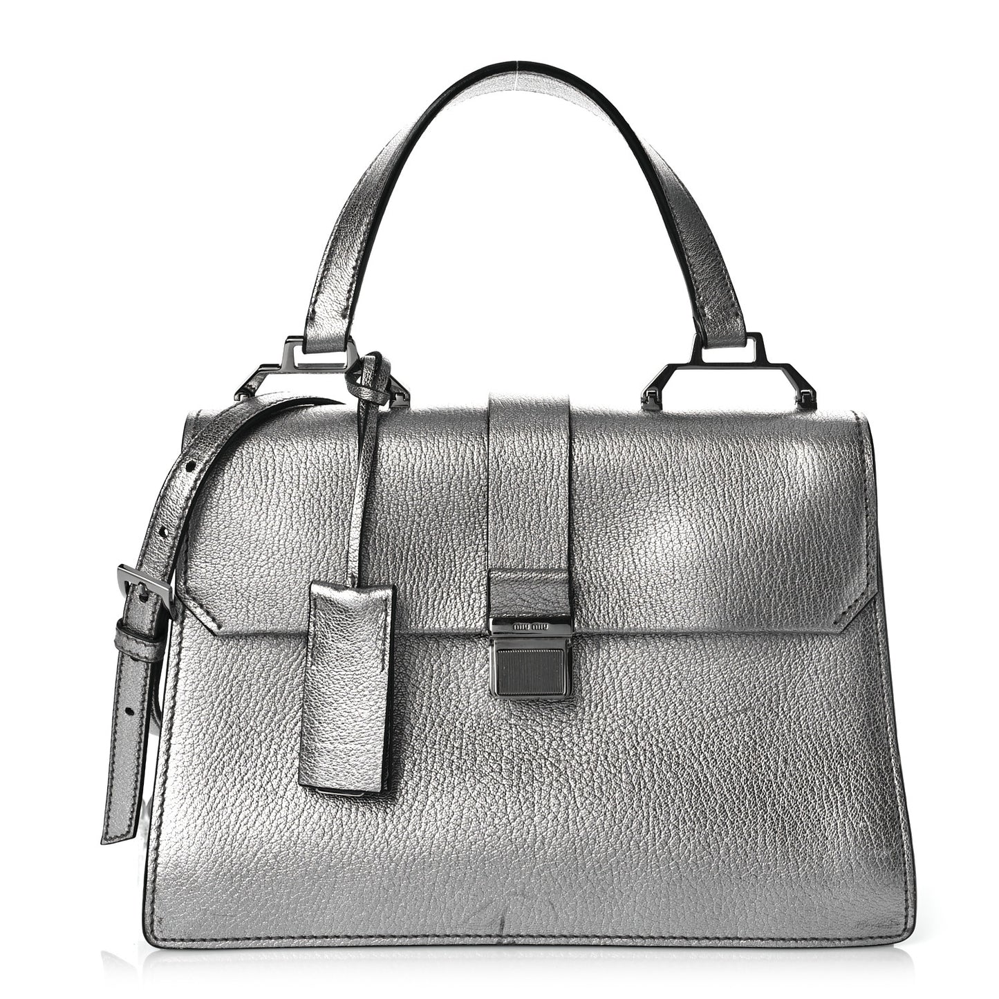 Goatskin Madras Top Handle Bag Silver