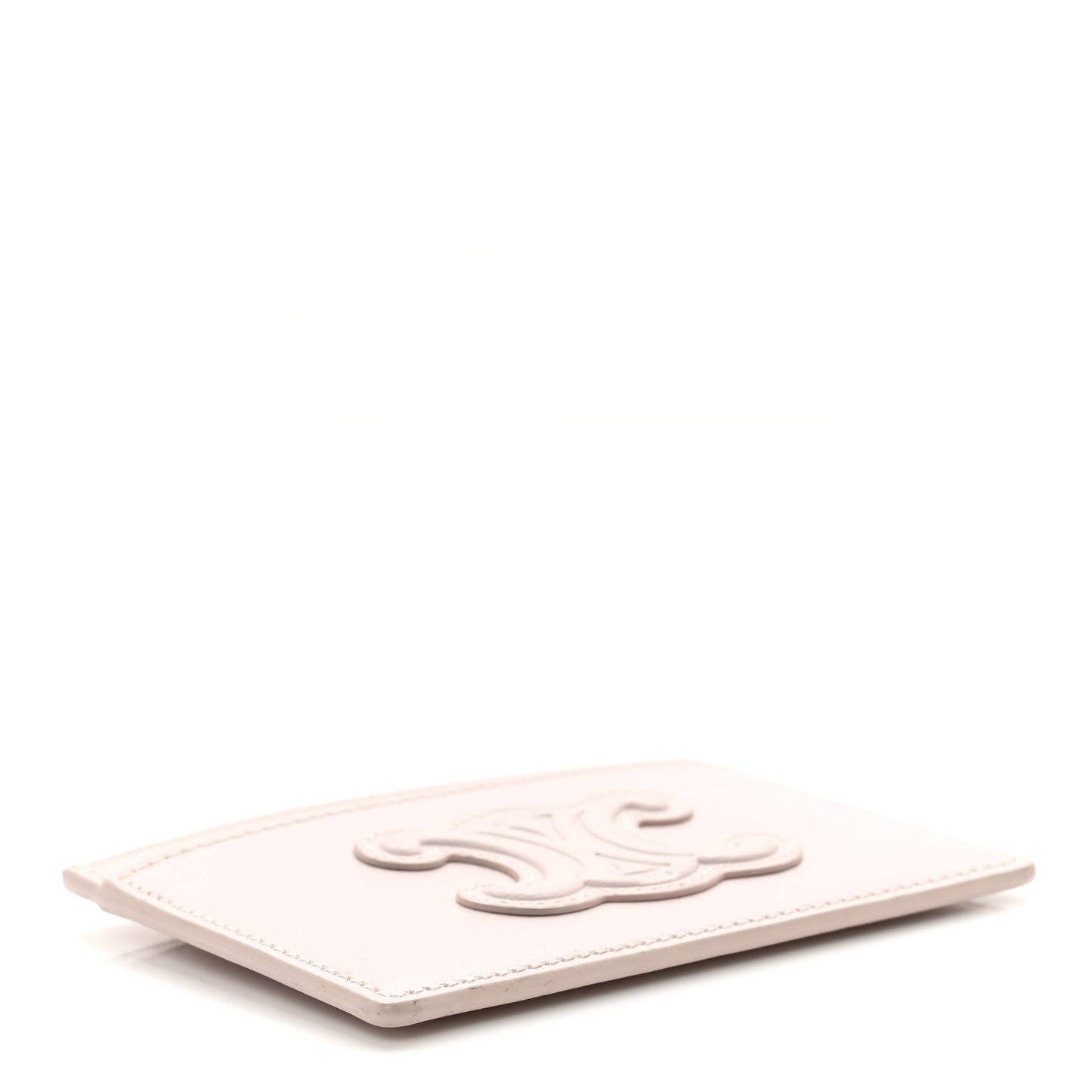 Shiny Calfskin Triomphe Cuir Card Holder Poudre