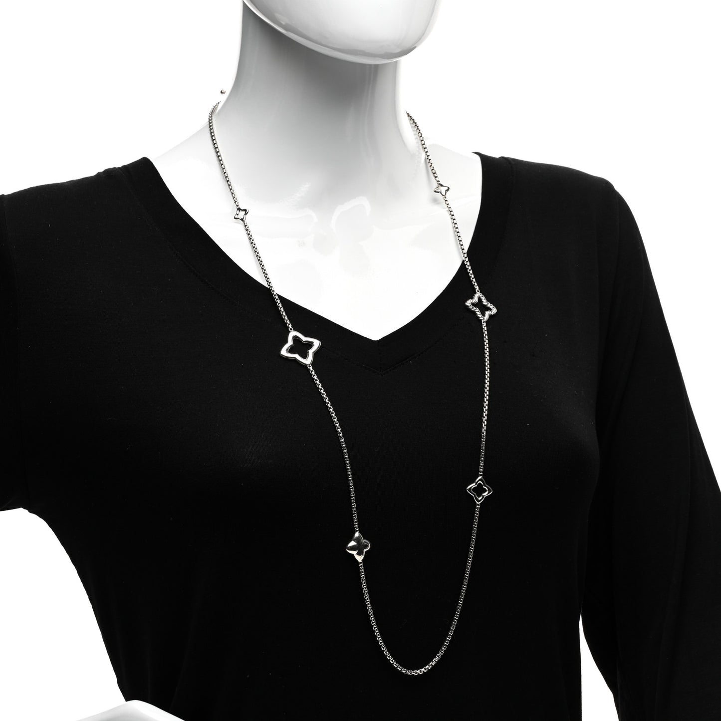Sterling Silver 25mm Quatrefoil Chain Necklace