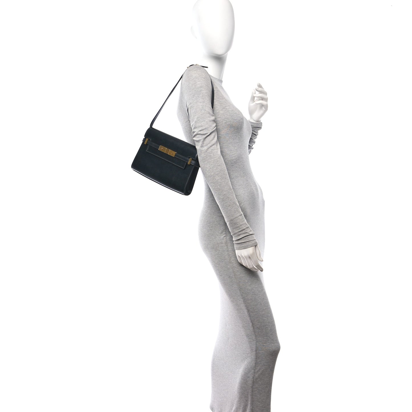 Smooth Calfskin Manhattan Shoulder Bag Black
