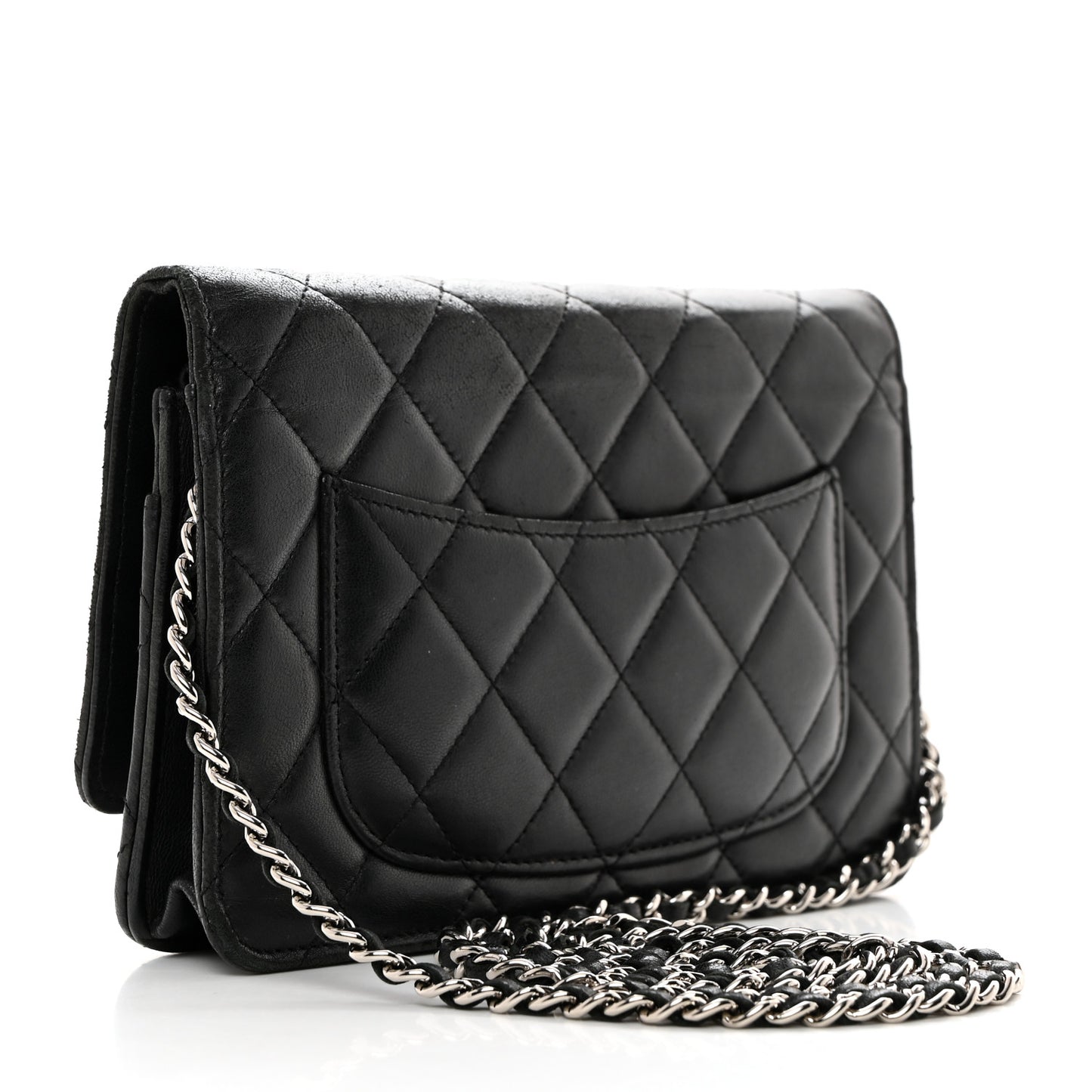 Lambskin Quilted Wallet On Chain WOC Black