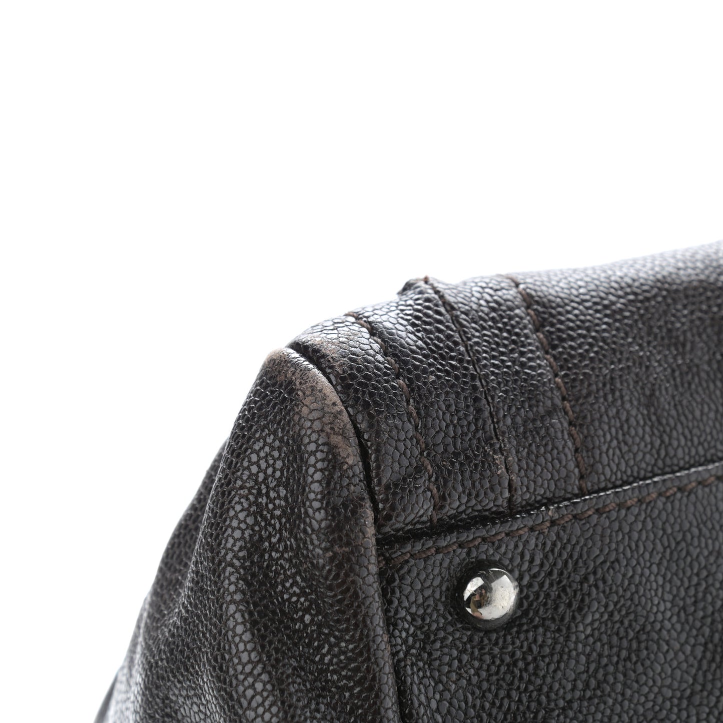 Glazed Caviar East West Modern Chain Tote Brown