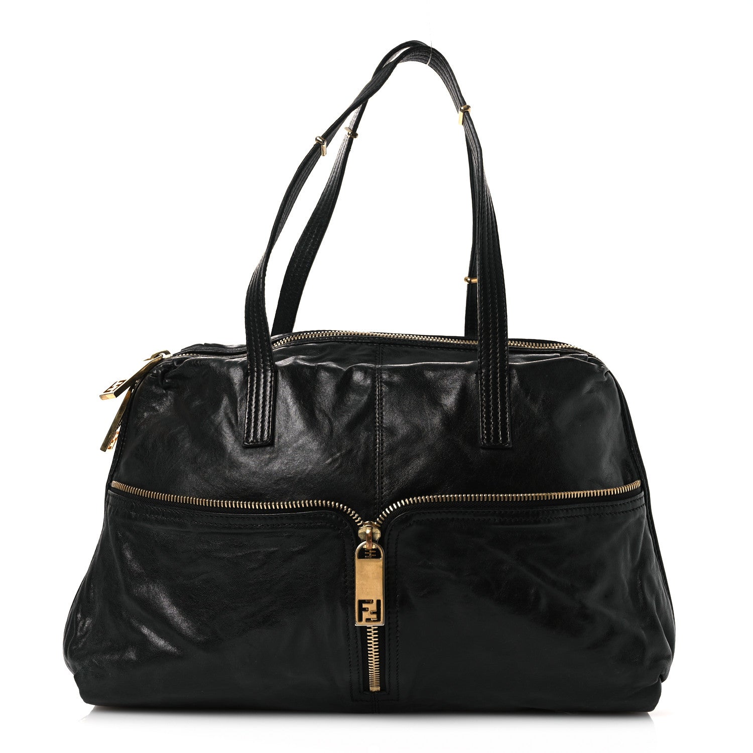 Fendi Sheepskin Zipper Satchel Black 1824823 – FASHIONPHILE
